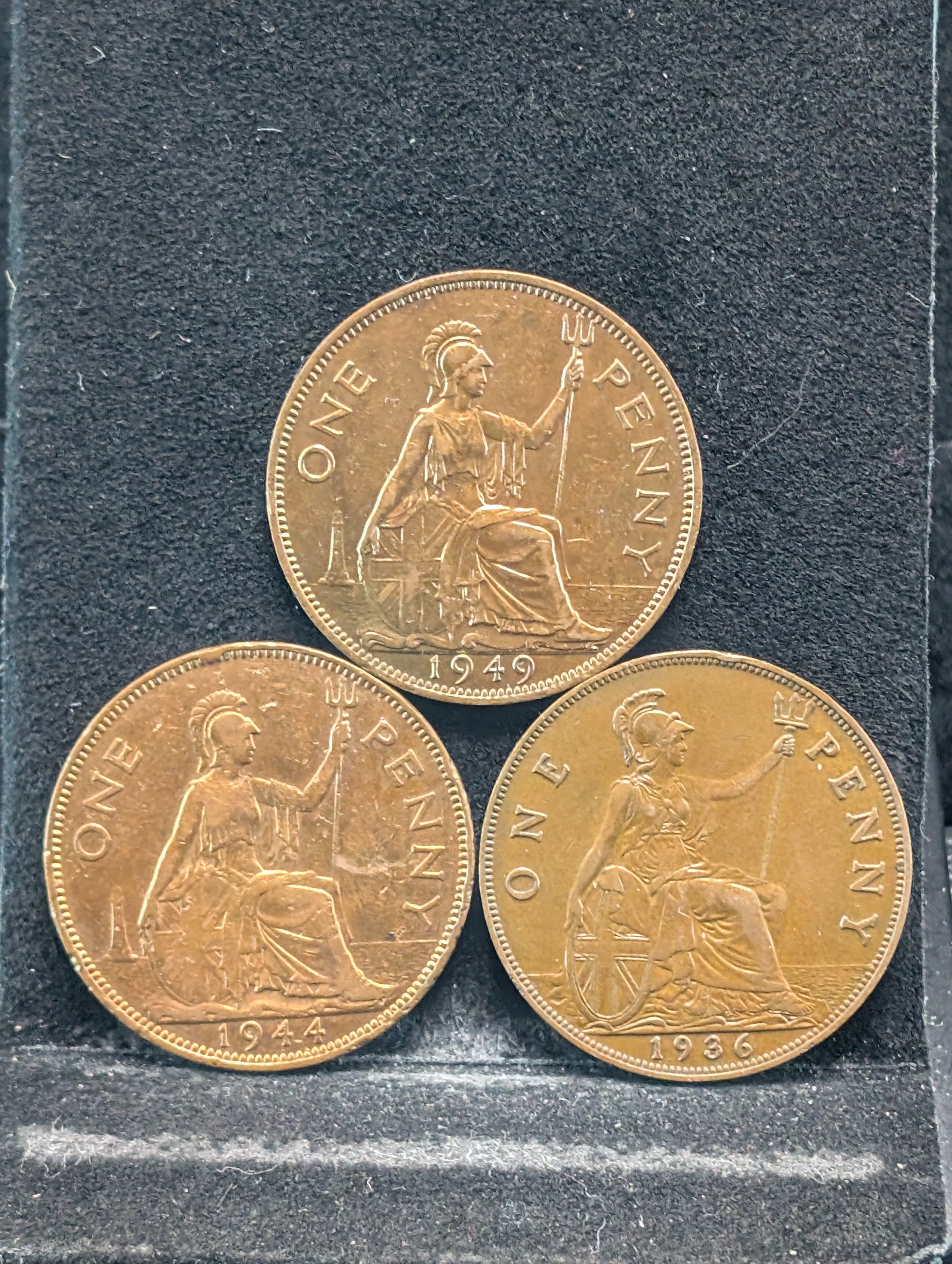 1936, 1944, & 1949 British Pennies