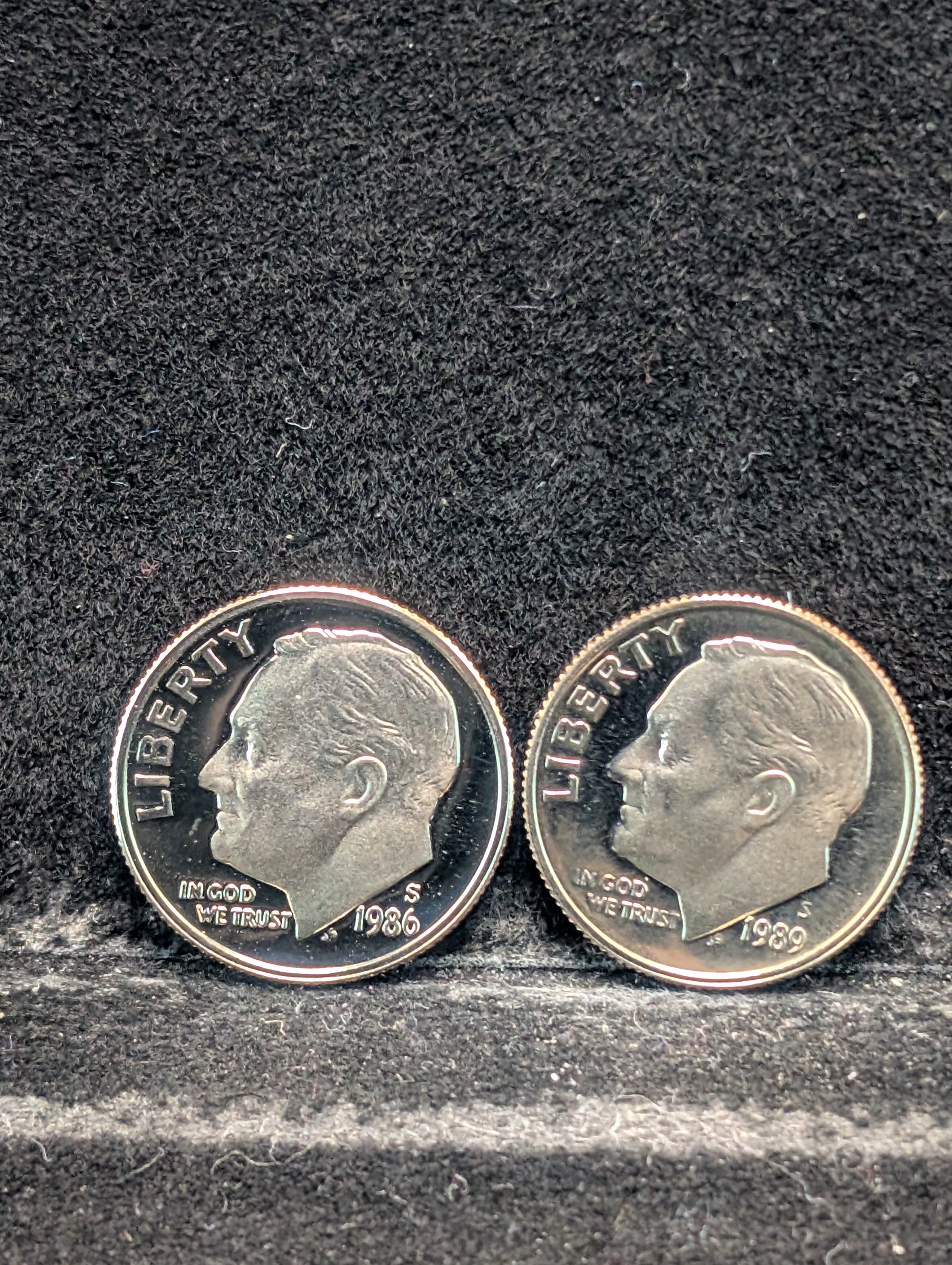1986-S & 1989-S "Proof" Roosevelt Dimes