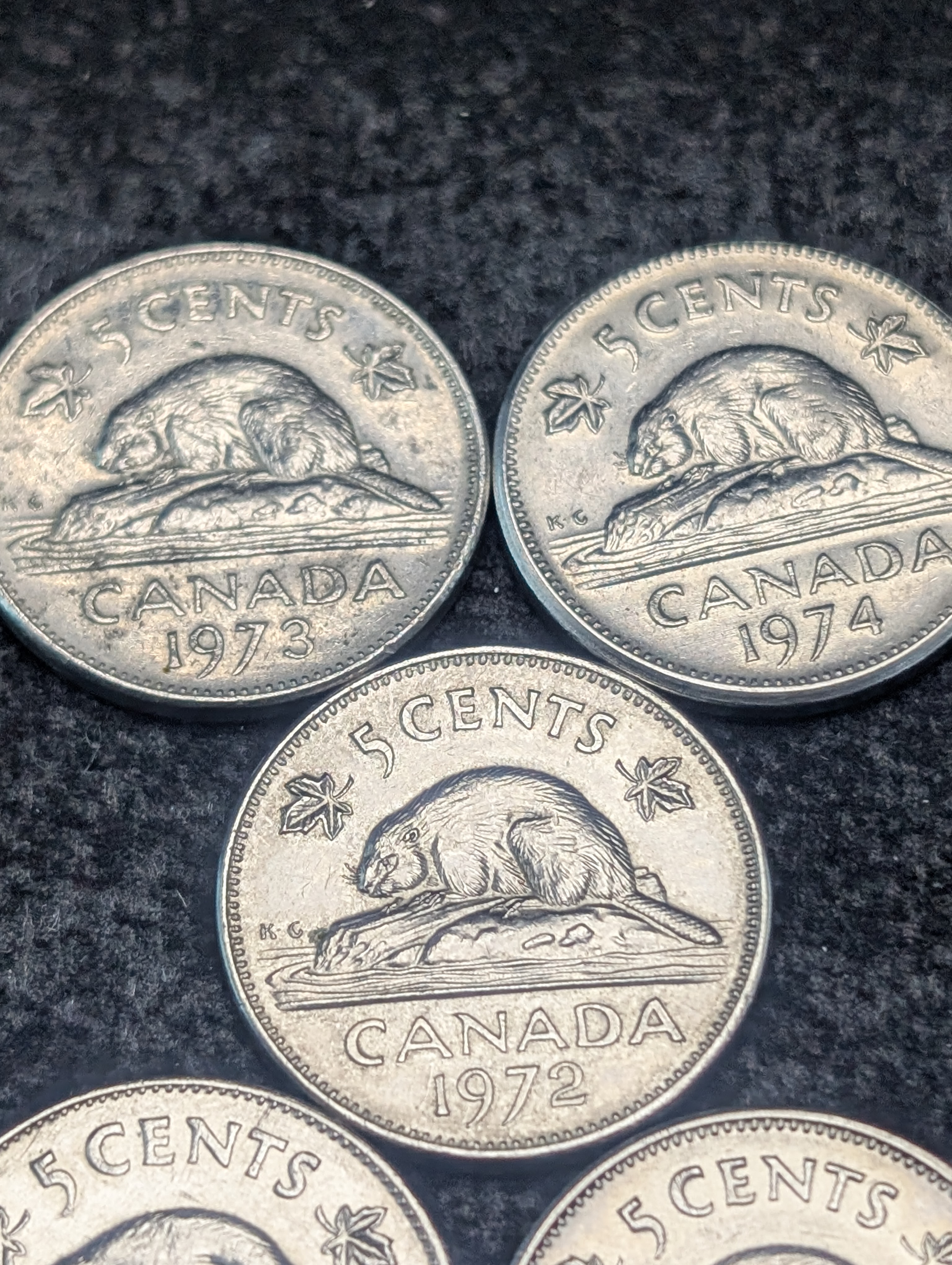 1970, 1972, 1973, 1974, 1977 Canada Five Cents