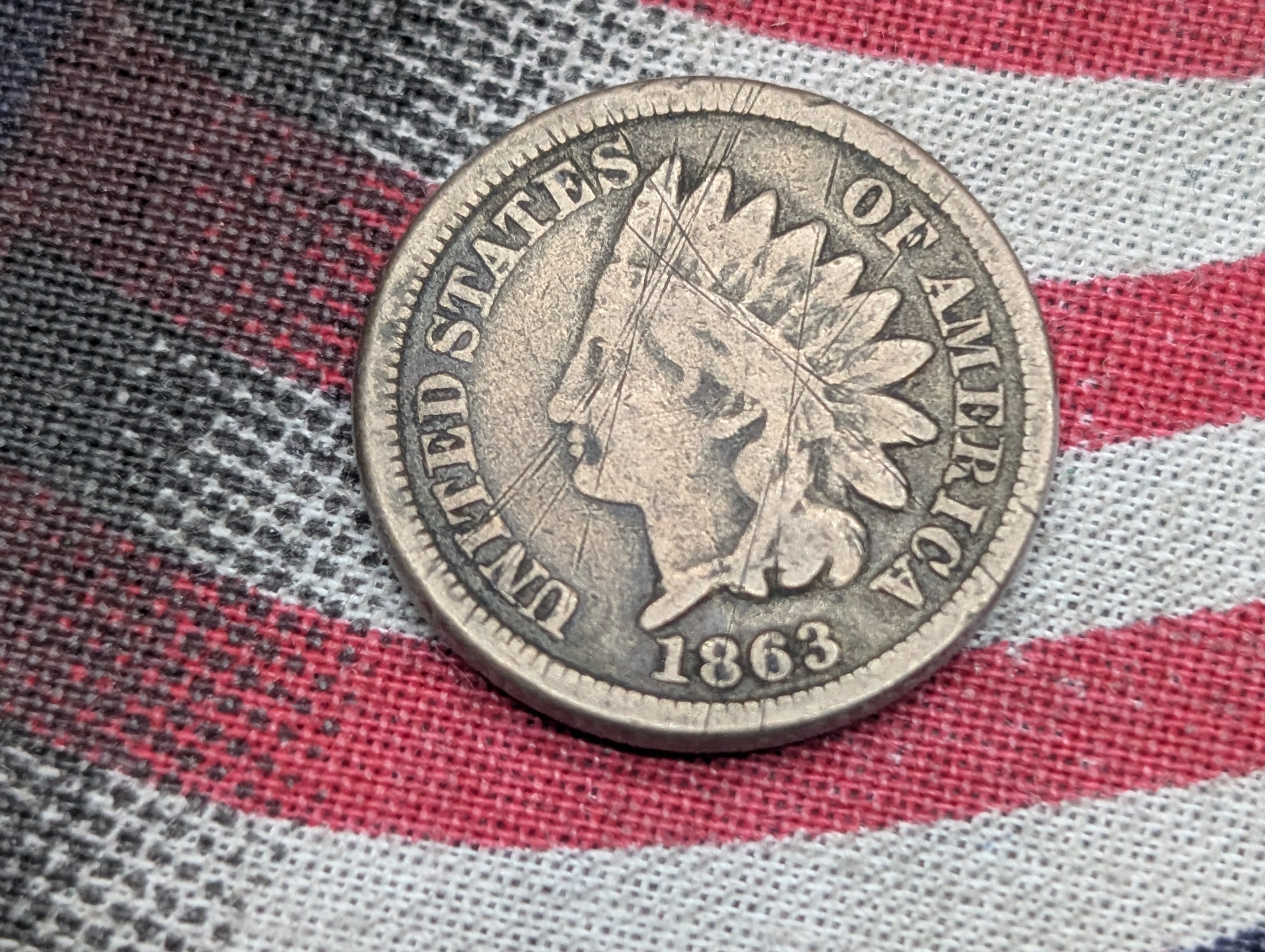 1863 Indian Head Cent - Scratches