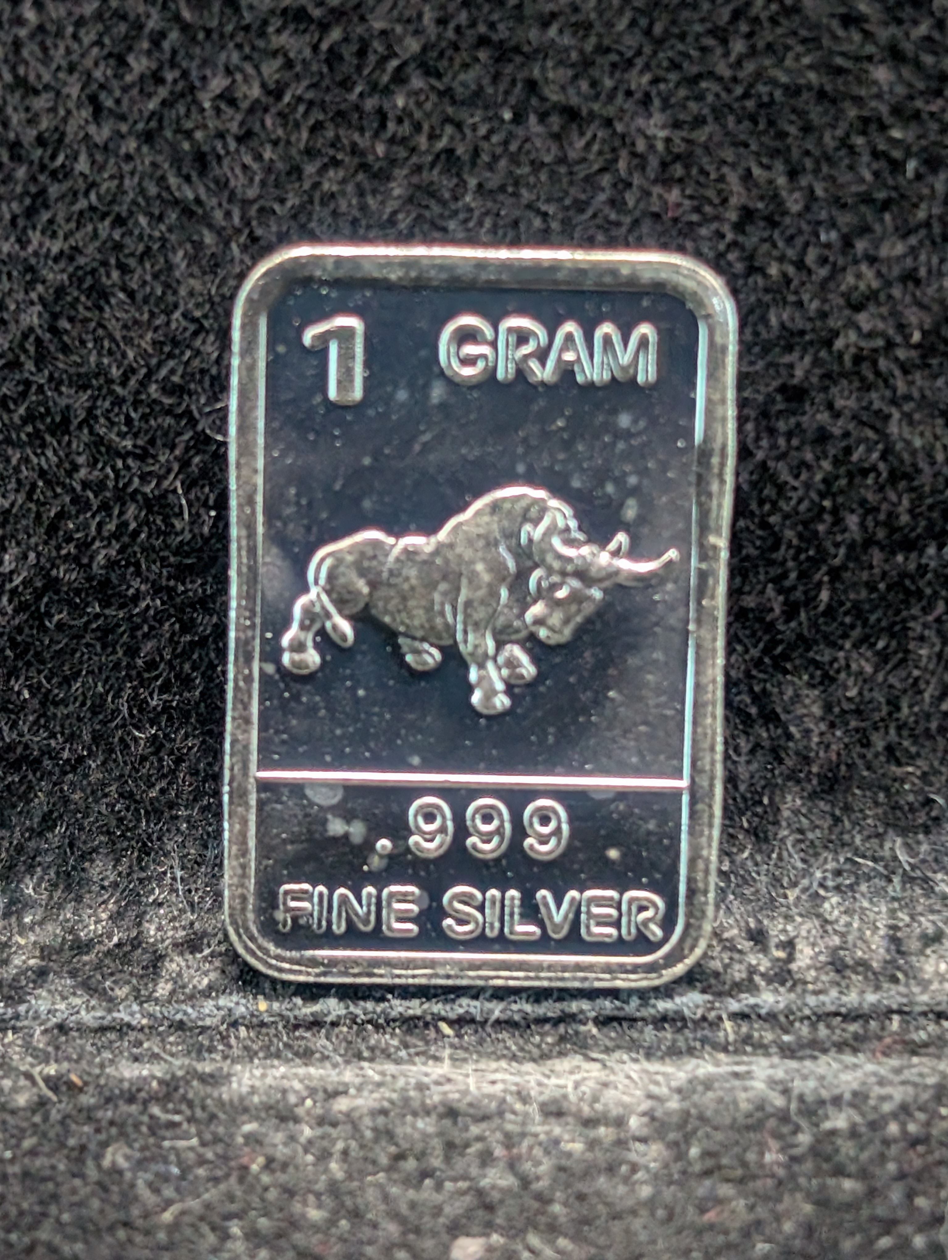 Bull Design 1 Gram .999 Fine Silver Art Bar