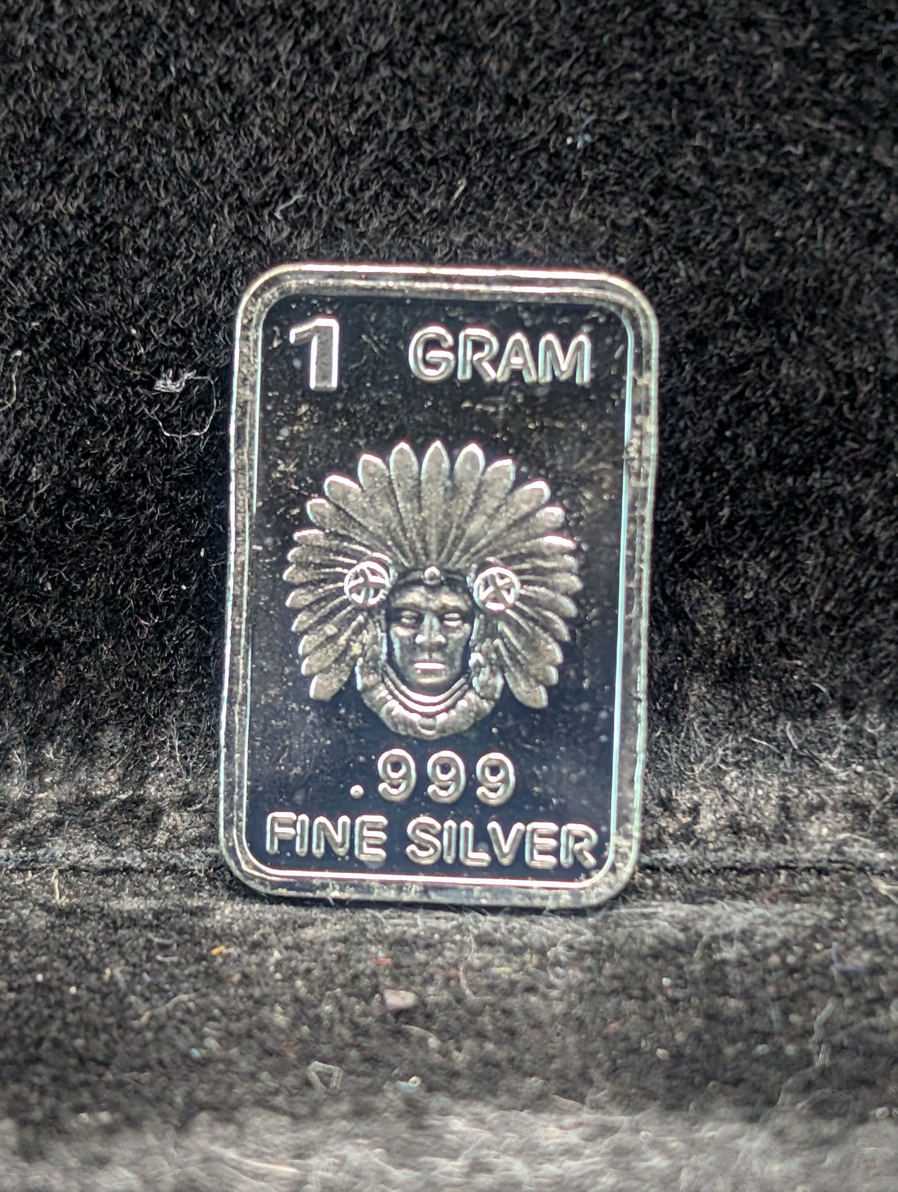 Indian Head Design 1 Gram .999 Fine Silver Art Bar