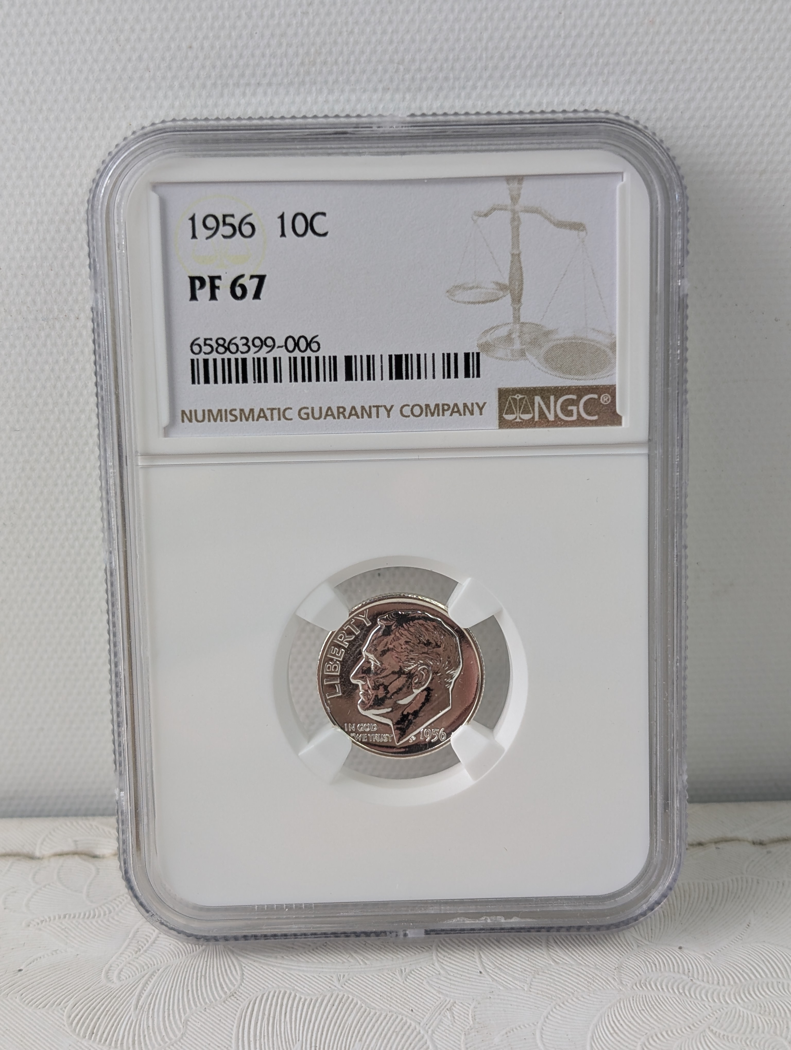 1956-P Roosevelt 90% Silver Dime NGC PF 67