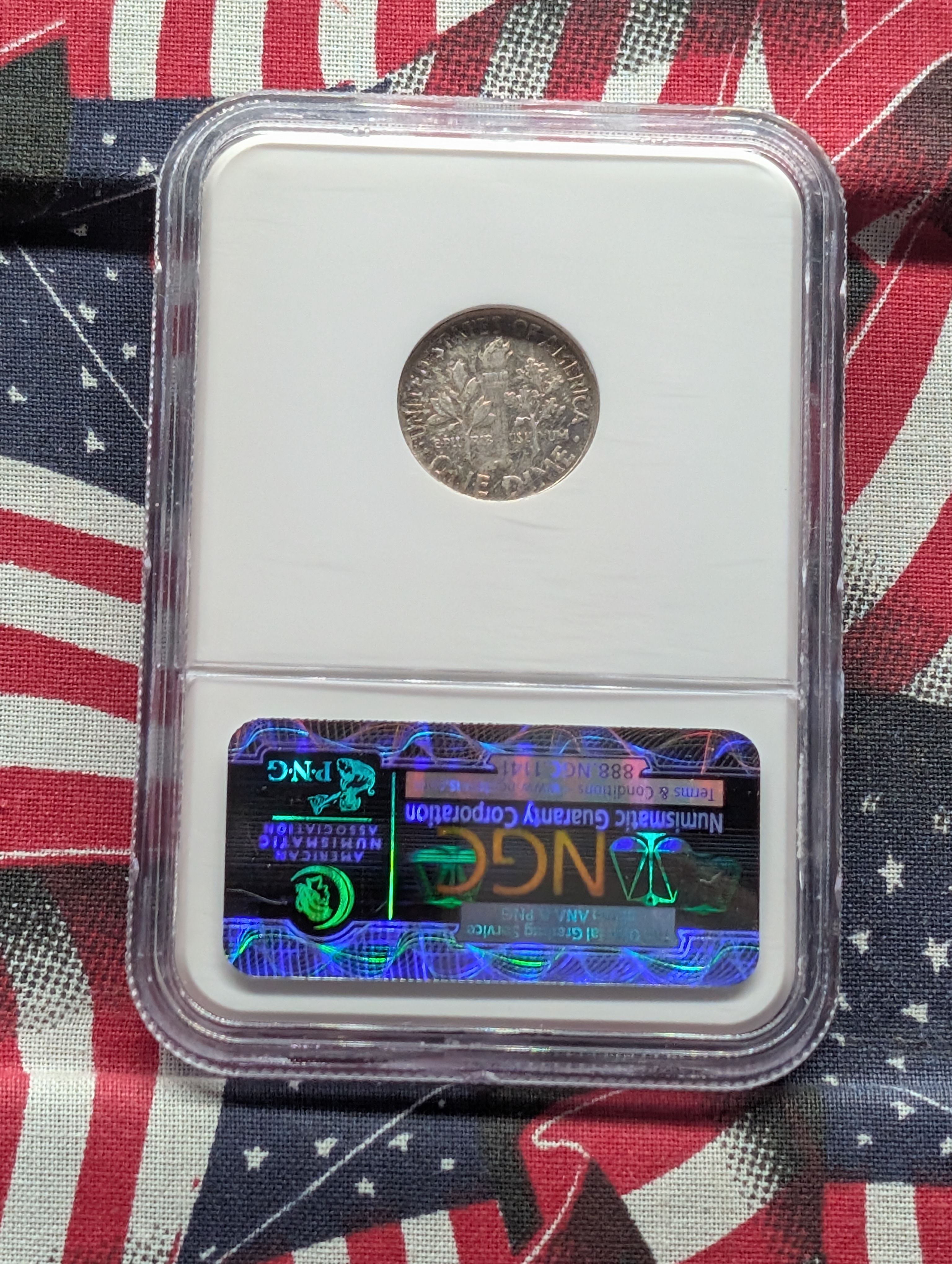 1958-P Roosevelt 90% Silver Dime NGC MS 66 - Toned