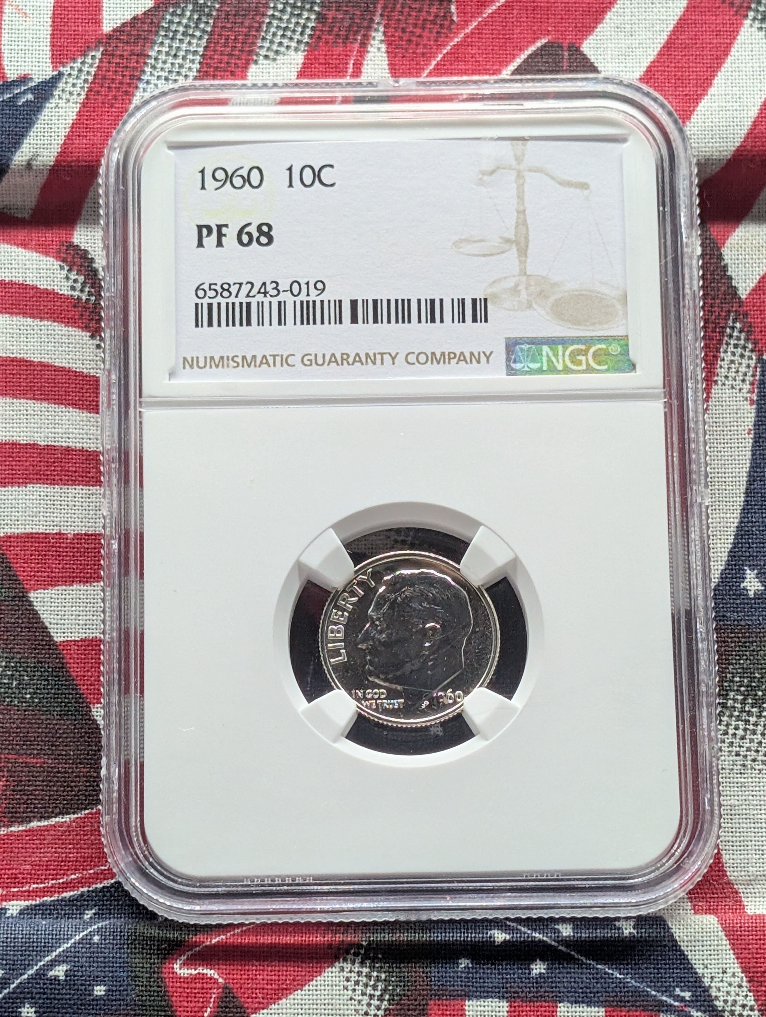 1960-P Roosevelt 90% Silver Dime NGC PF 68