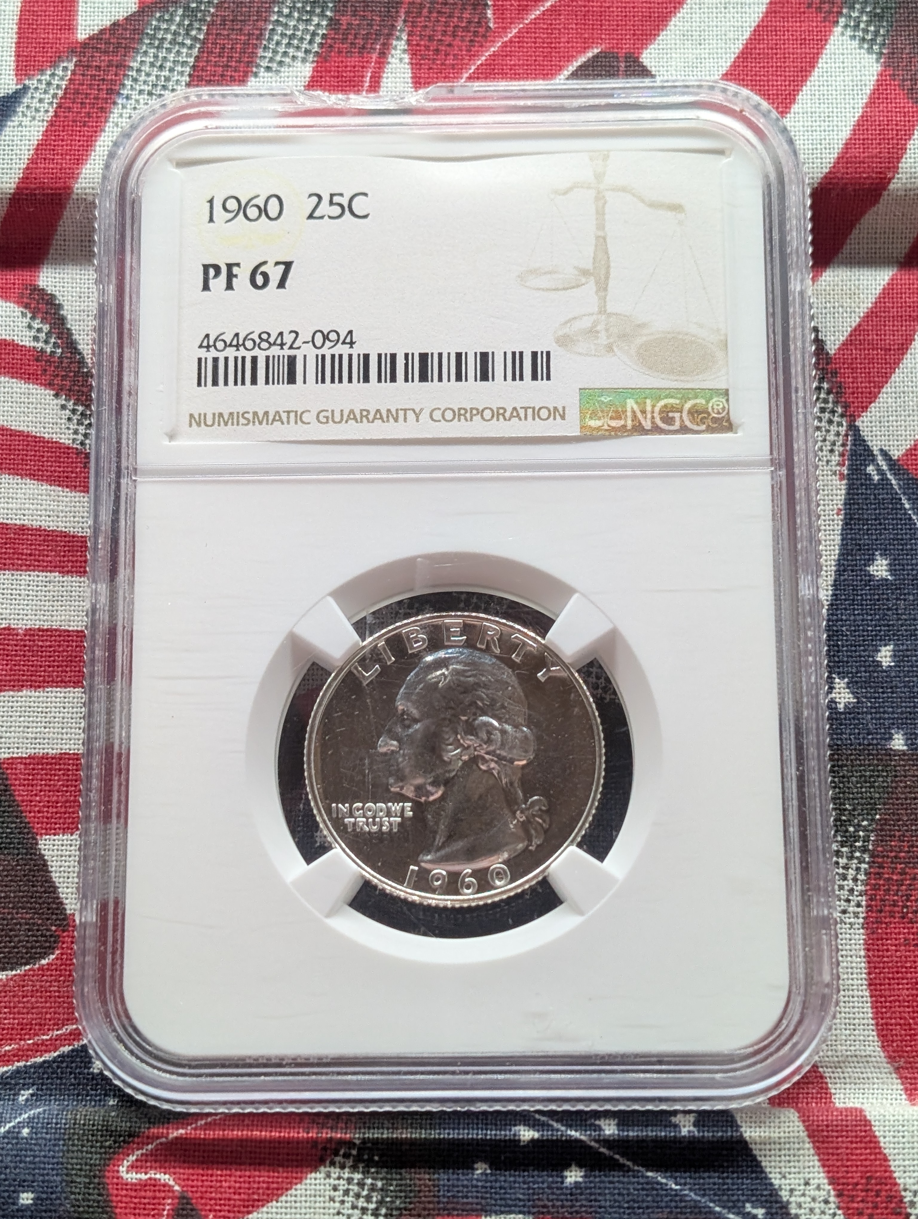 1960-P Washington 90% Silver Quarter NGC PF 67