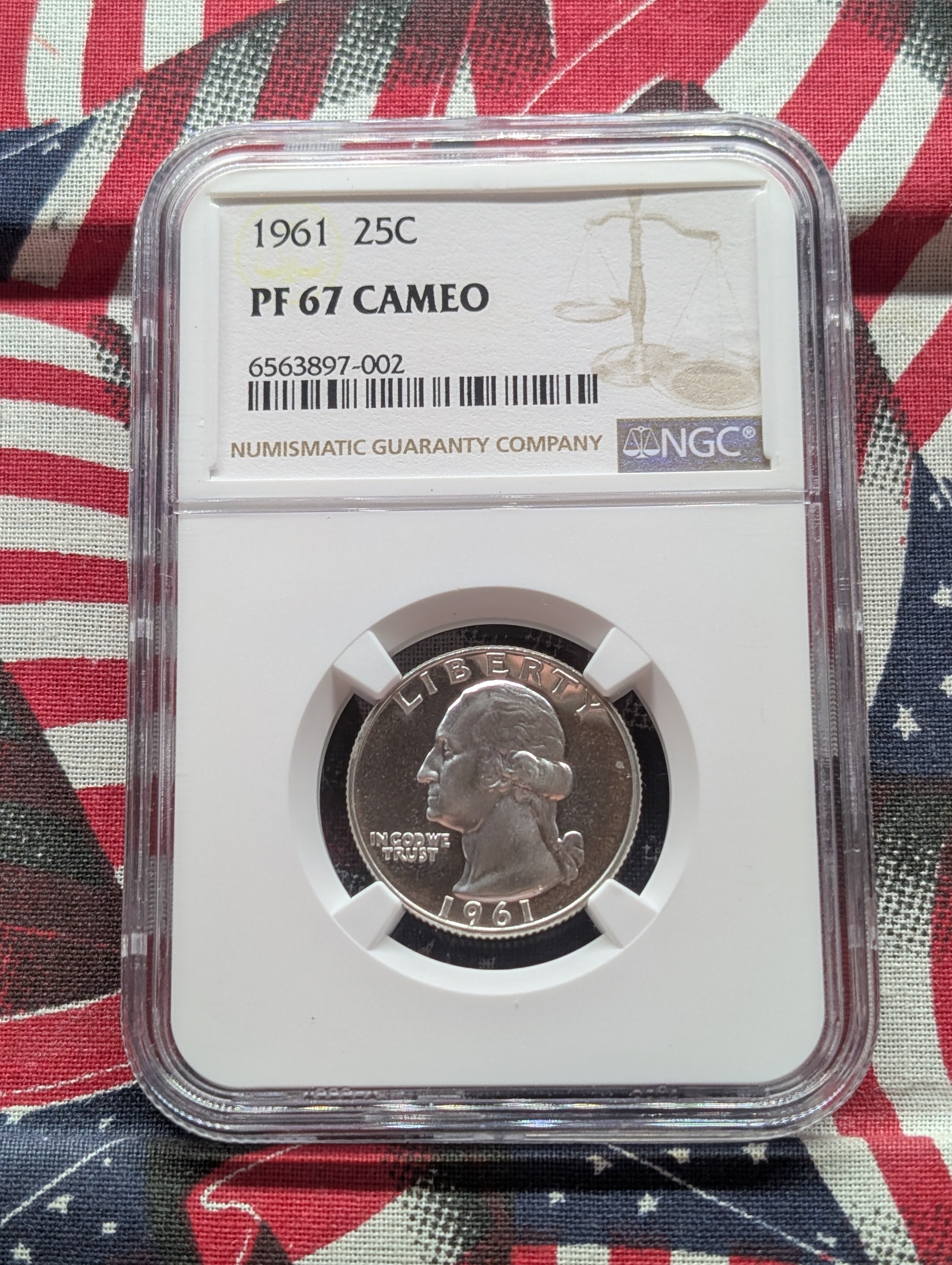 1961-P Washington 90% Silver Quarter NGC PF 67 Cameo