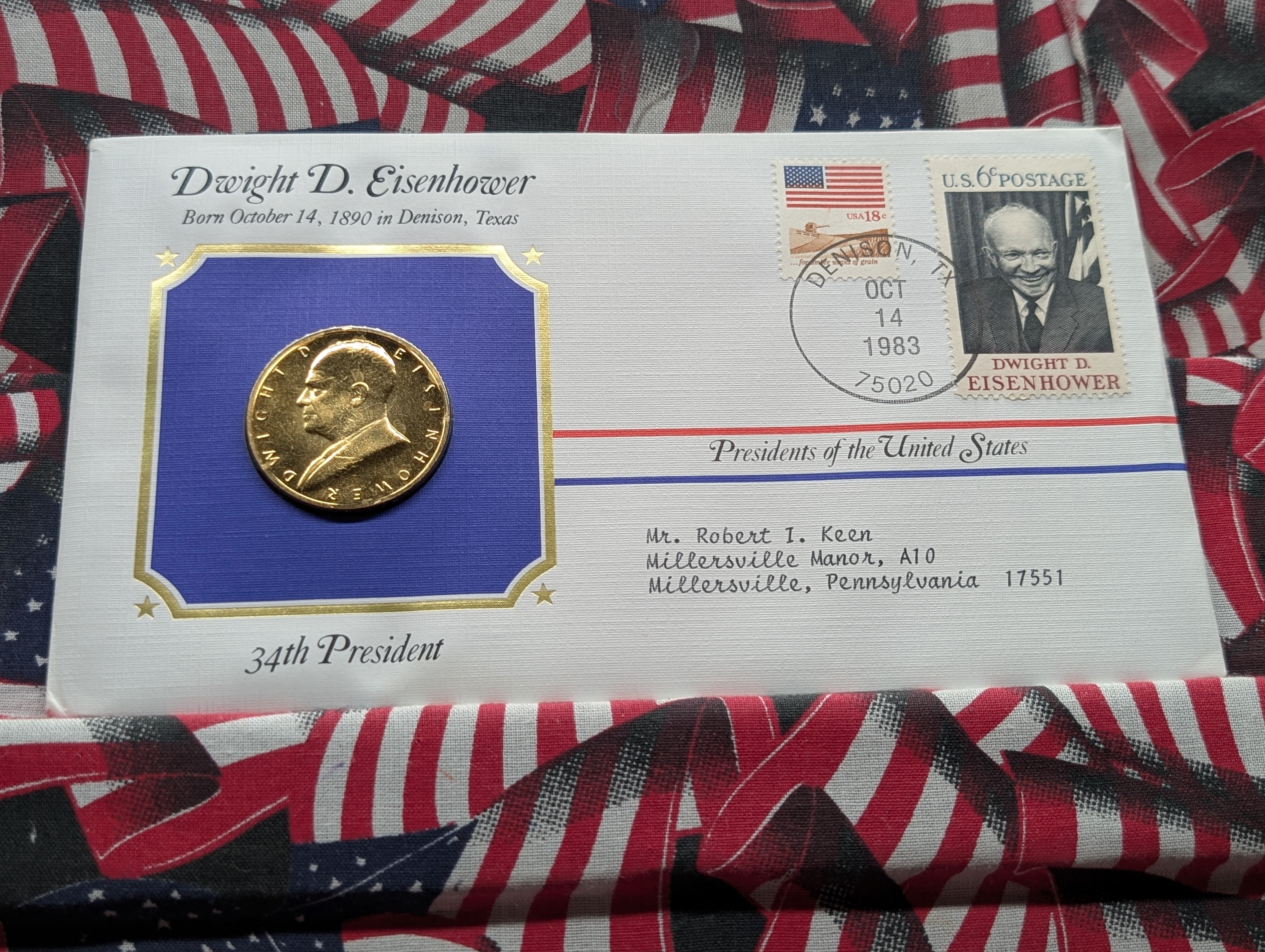 (4) Special Collector's Edition Of Official U.S. Mint Presidential Metal and Stamp, Including Kennedy, Eisenhower, Nixon and Johnson