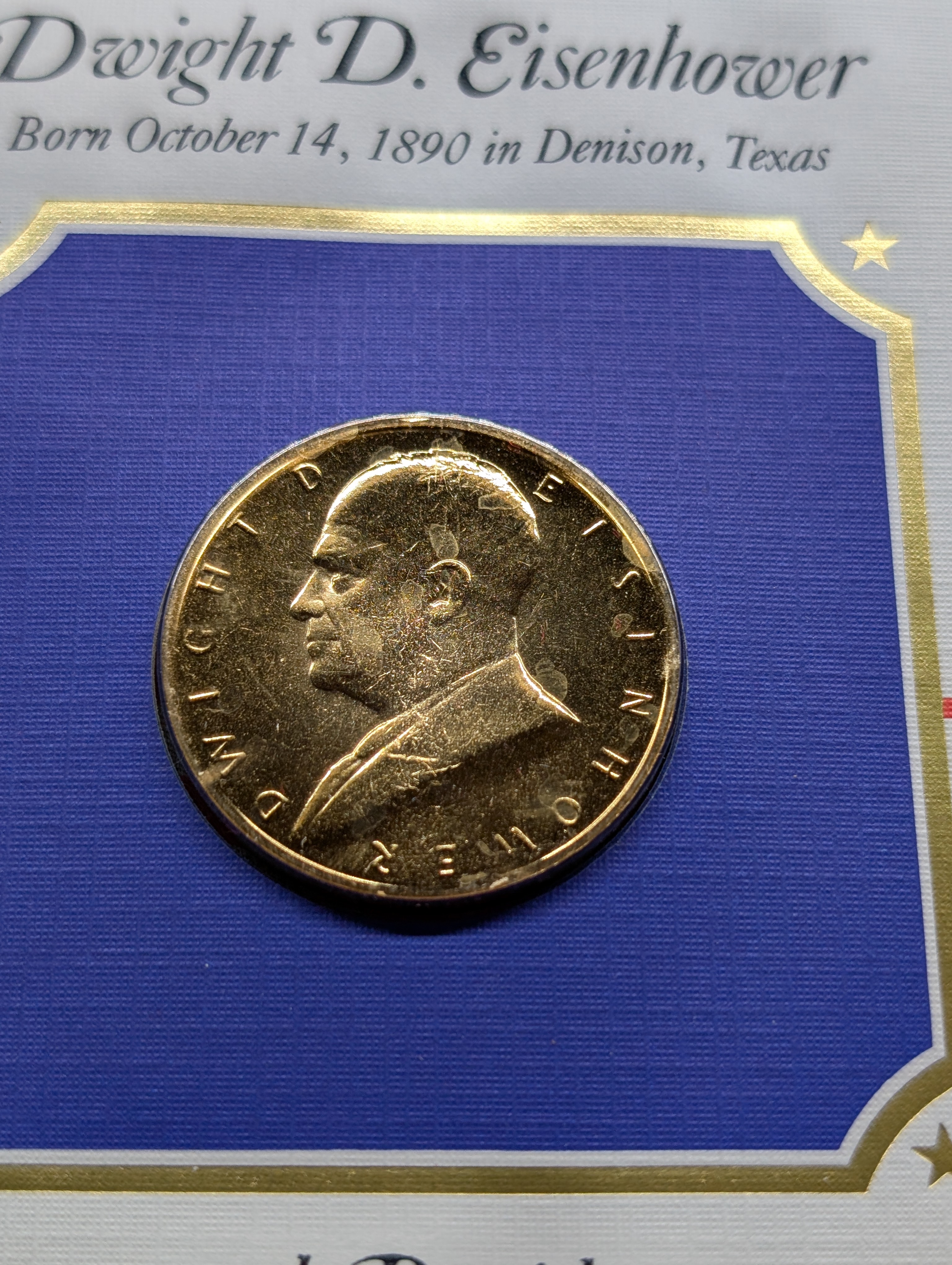 (4) Special Collector's Edition Of Official U.S. Mint Presidential Metal and Stamp, Including Kennedy, Eisenhower, Nixon and Johnson