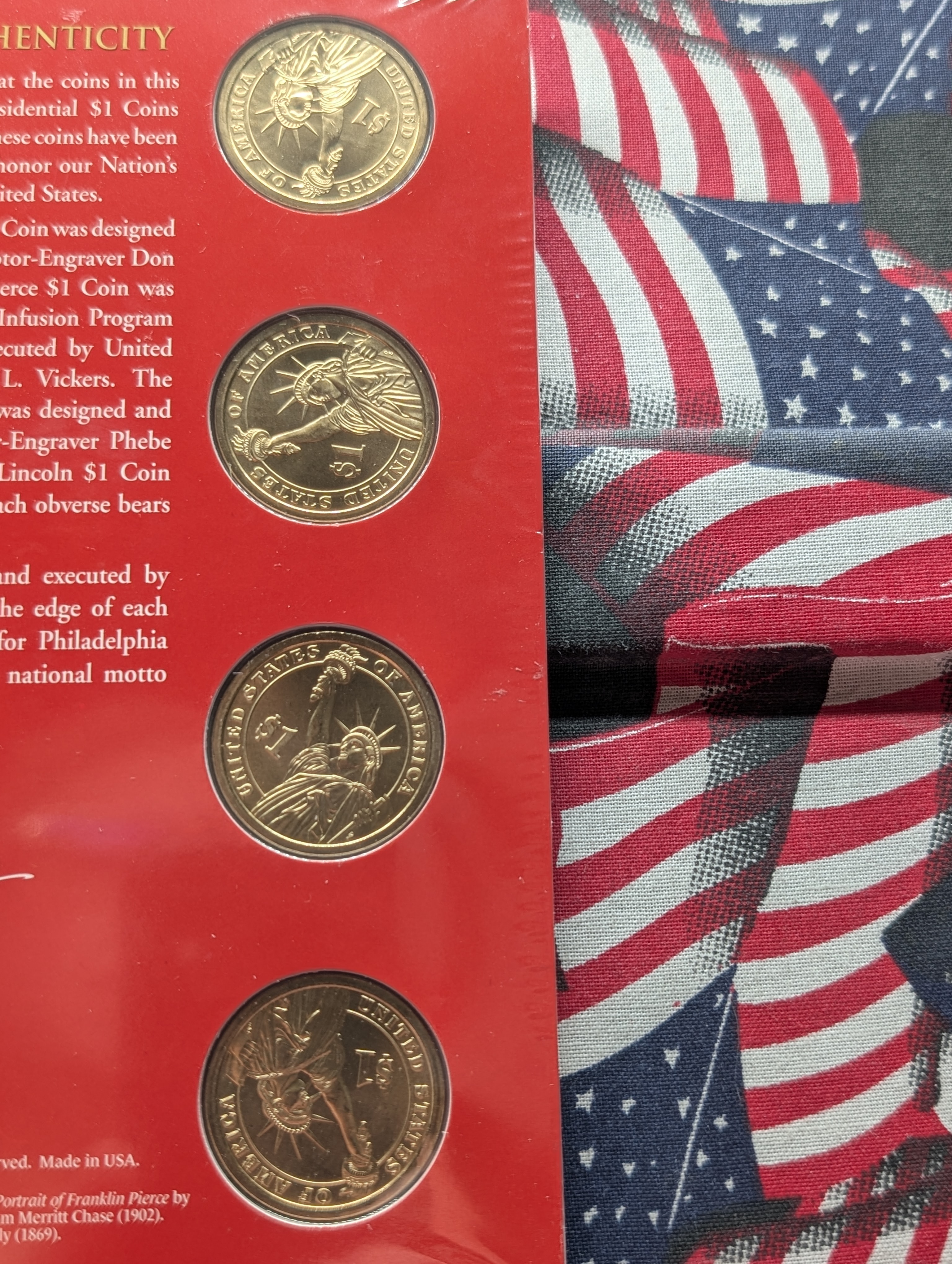 Unopened U.S. Mint 2010-P&D Unc. Presidential $1 Coins, total of 8 Coins