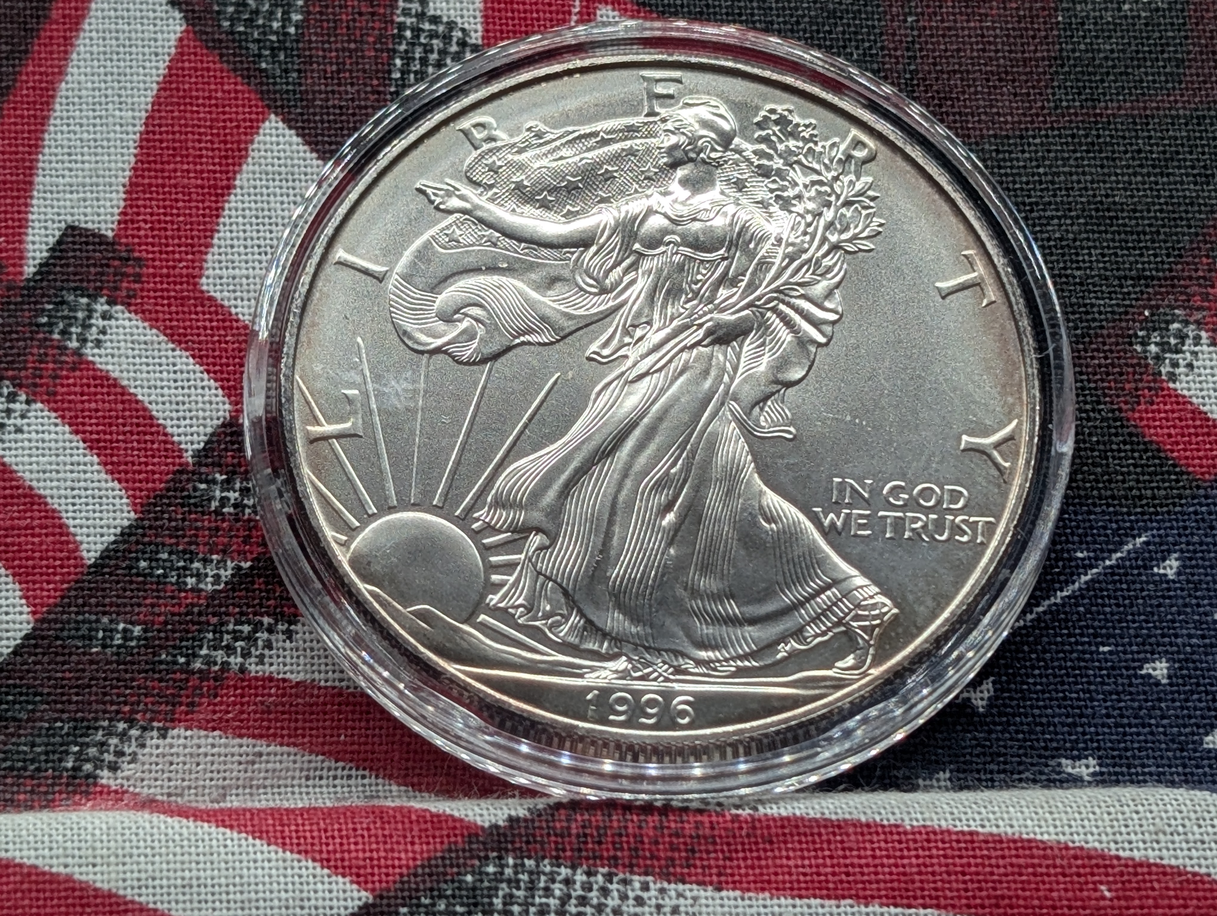 1996 American Silver Eagle, 1 Troy Ounce .999 Fine Silver
