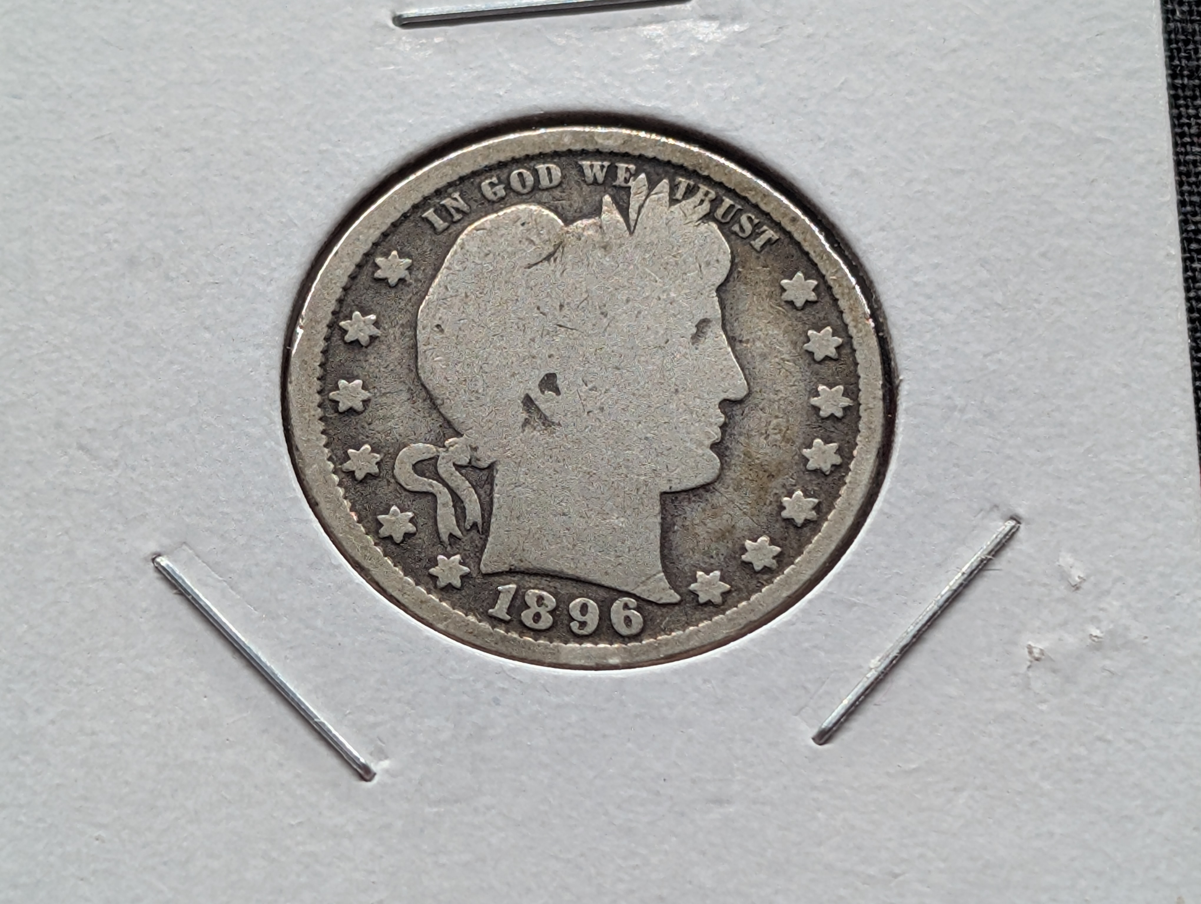 1896 Barber 90% Silver Quarter