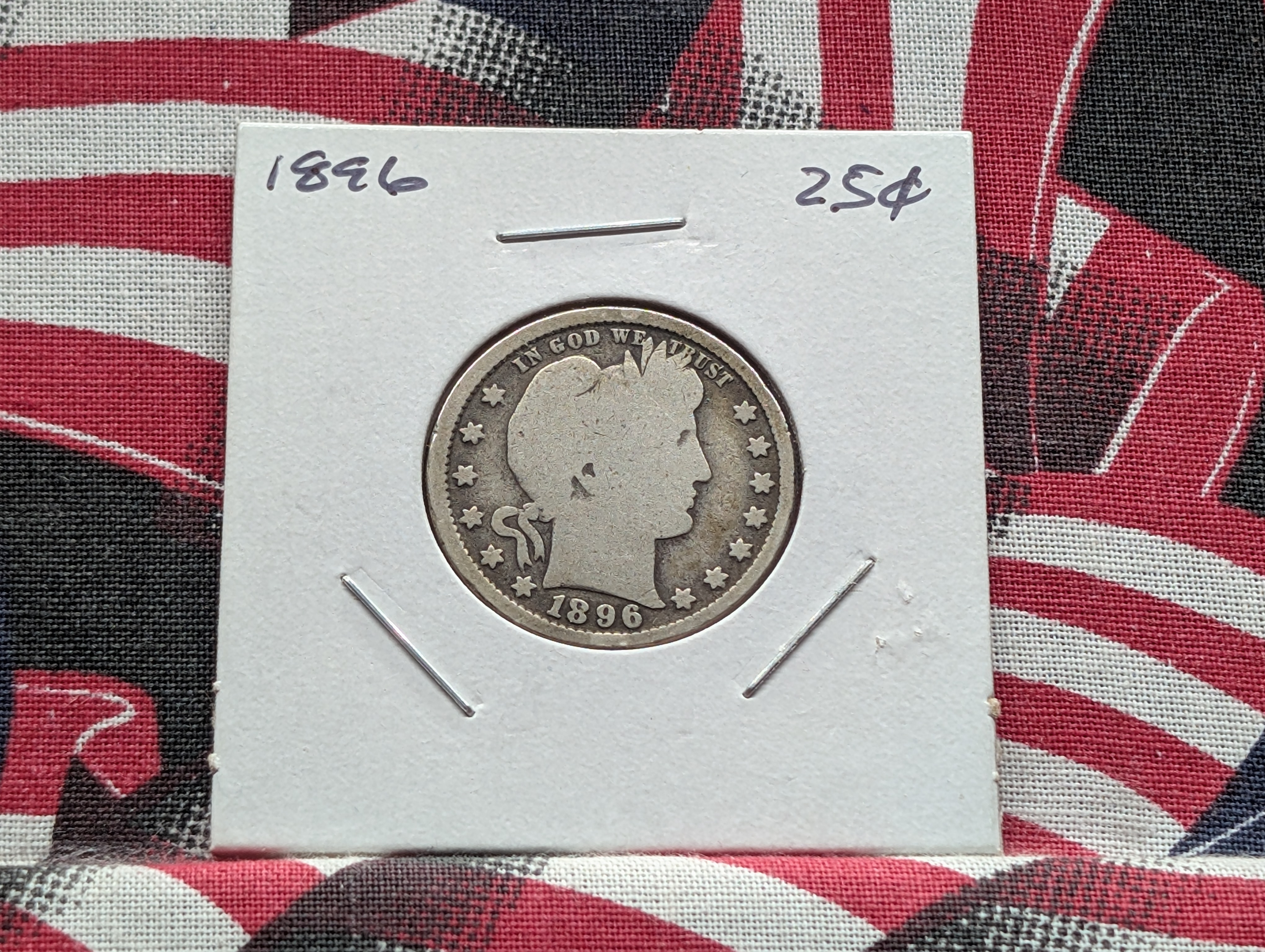 1896 Barber 90% Silver Quarter