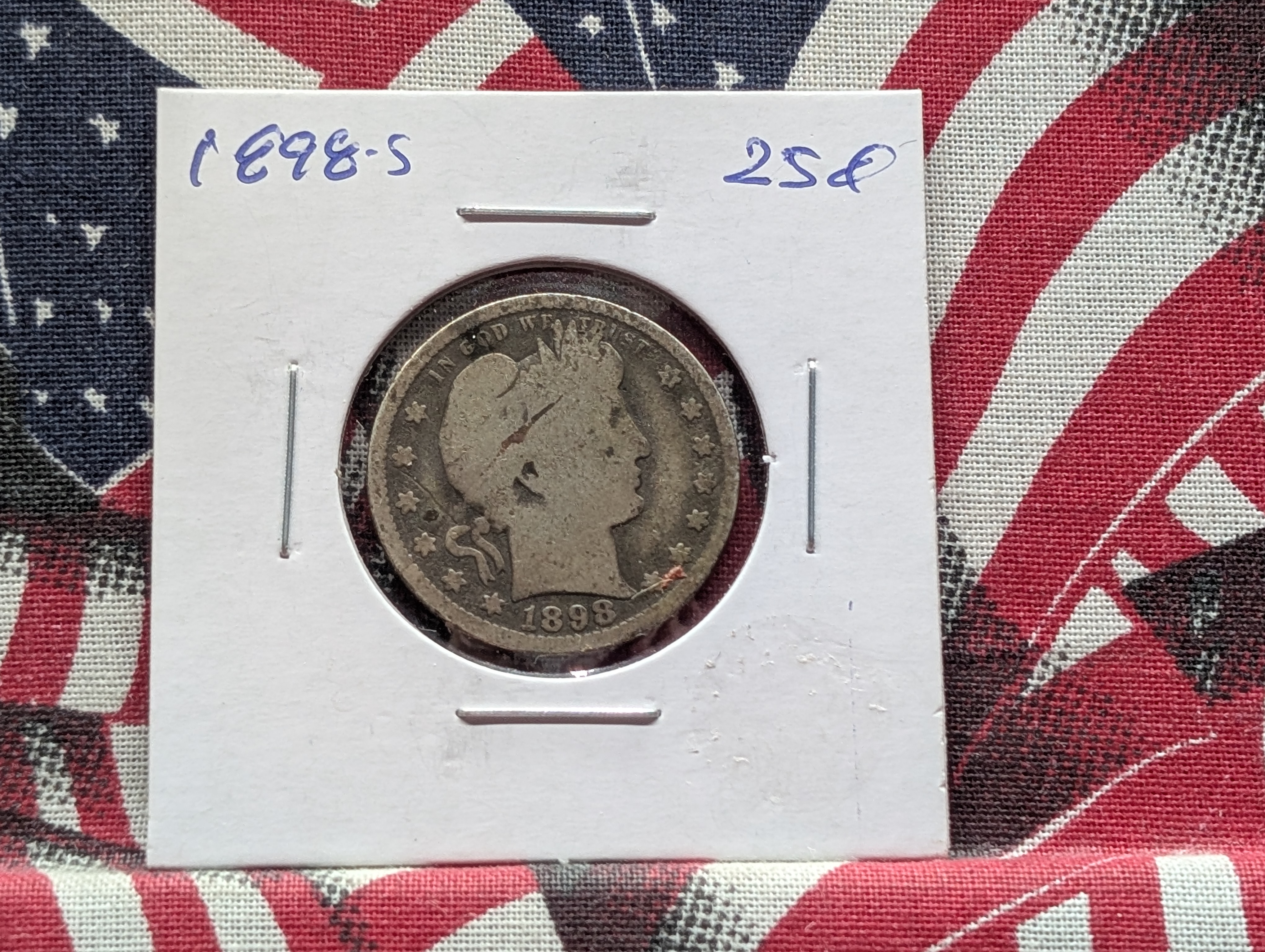 1898-S Barber 90% Silver Quarter