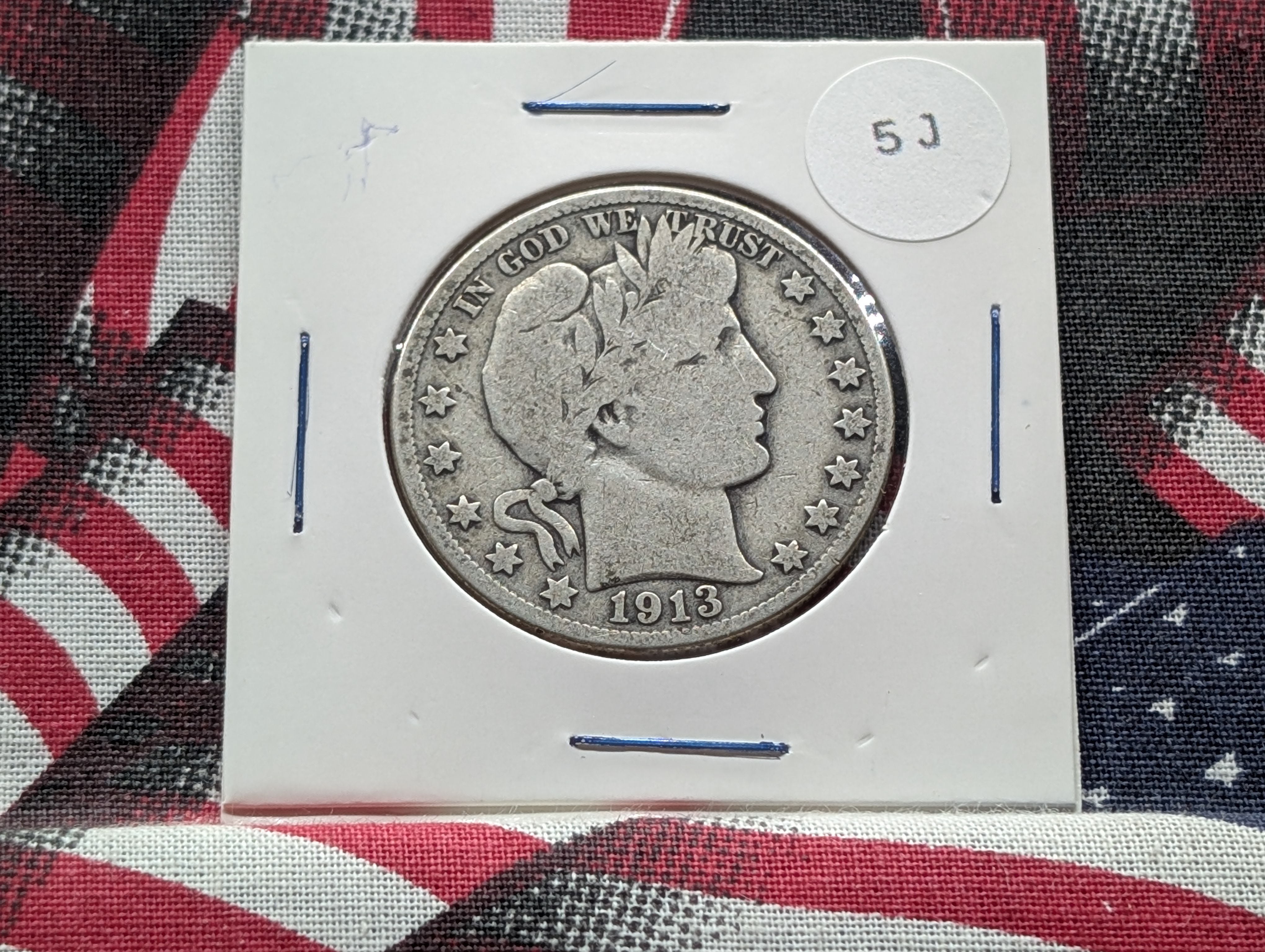 1913-S Barber 90% Silver Half Dollar