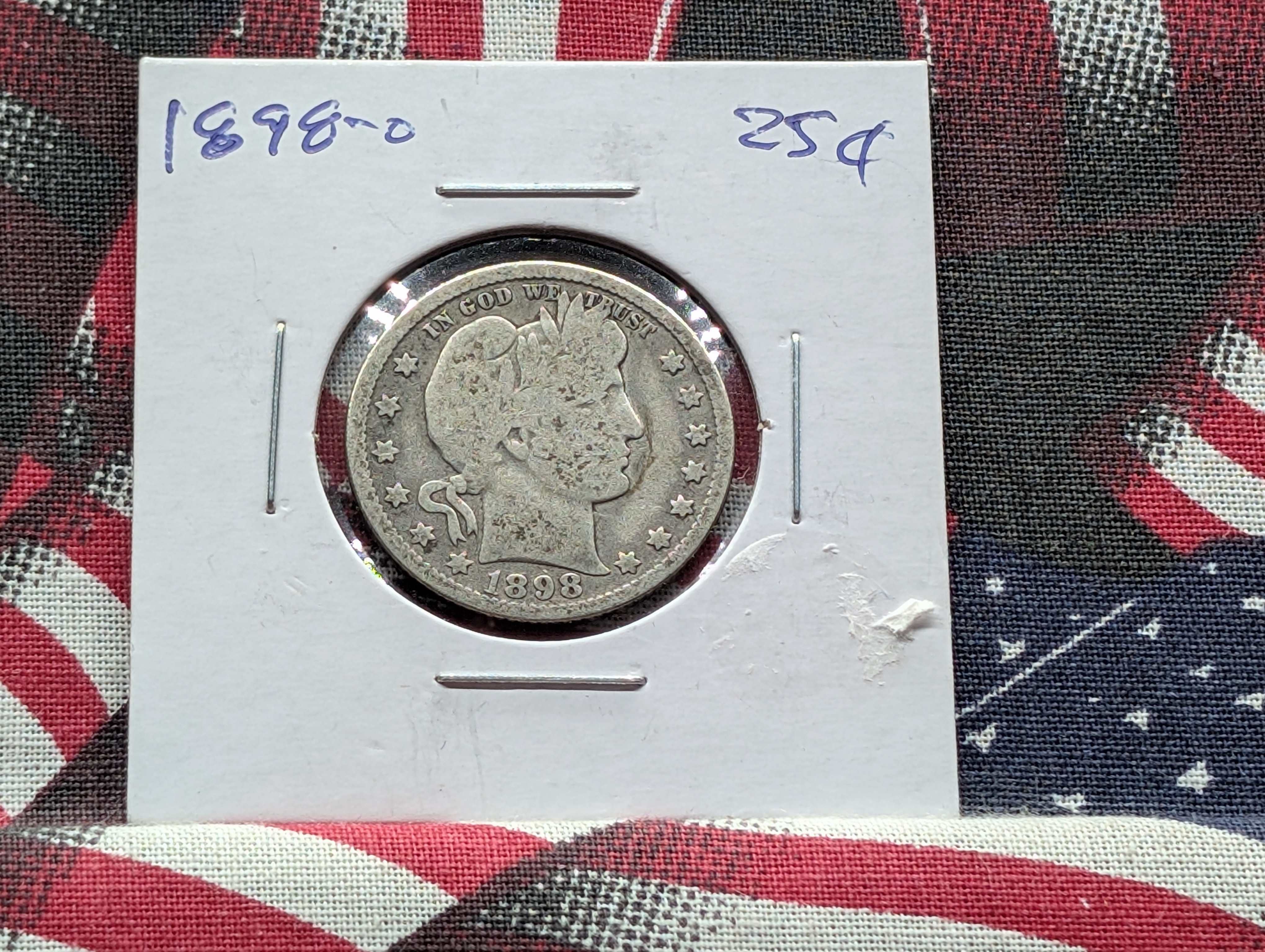 1898-O Barber 90% Silver Quarter