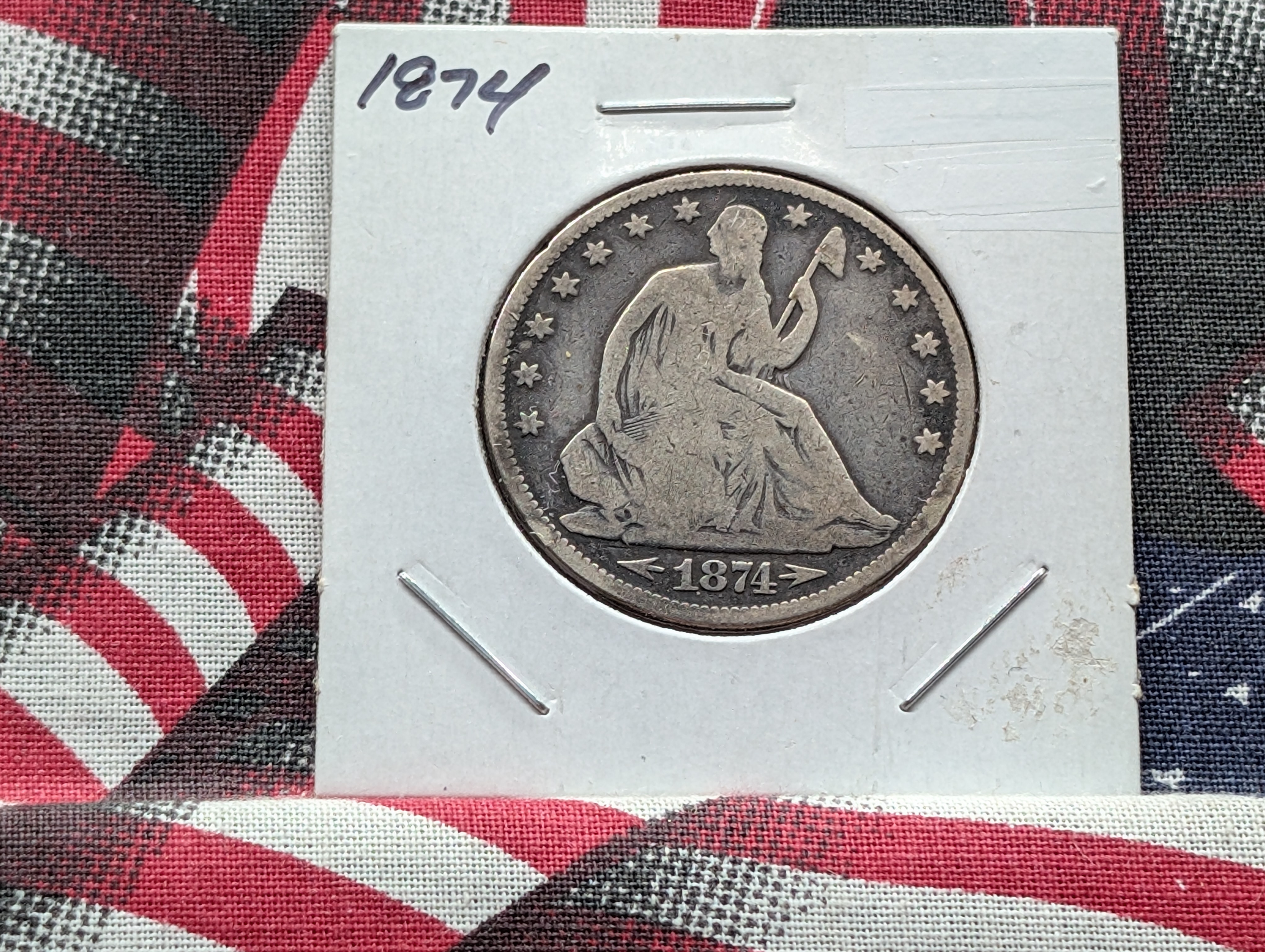 1874 Seated Liberty 90% Silver Half Dollar