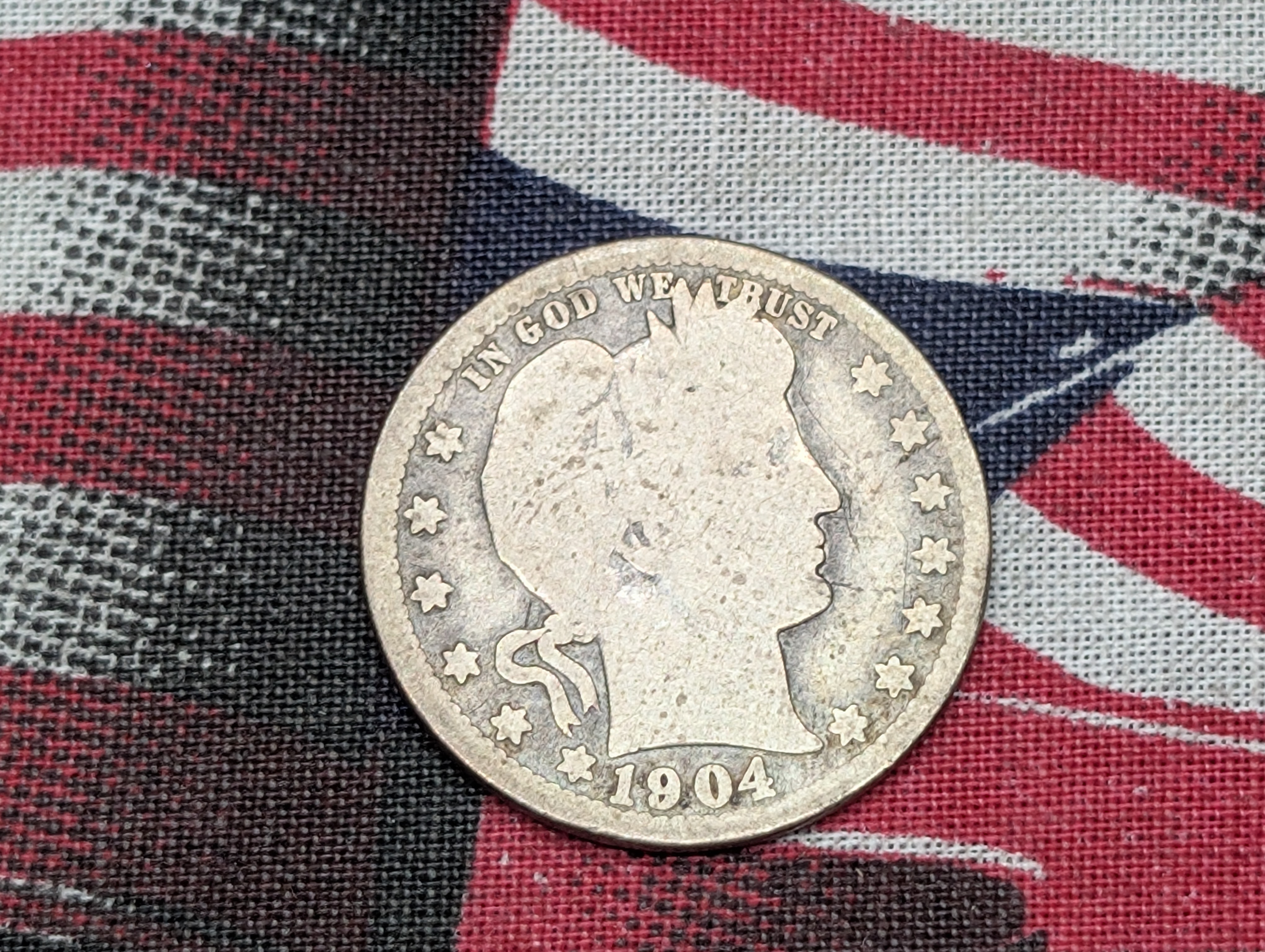 1904-O Barber 90% Silver Quarter