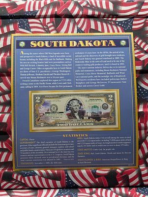 2013 Series South Dakota $2 Colorized Note W/ Display Condition PLEASE NOTE Some coins may have 