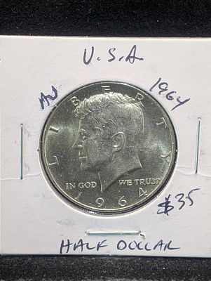 1964-P 90% Silver Kennedy Half Dollar Condition PLEASE NOTE Some coins may have a grade on the 