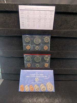 1991 P&D US Mint Uncirculated Set In OGP w/COA. 1991 P&amp;D US Mint Uncirculated Set In OGP 