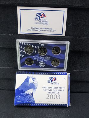 2003-S United States Mint State Quarters 5 Coin Proof Set With OGP & COA. 2003-S United States 