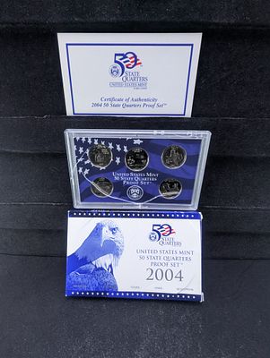2004-S United States Mint State Quarters 5 Coin Proof Set W/ OGP & COA. 2004-S United States 