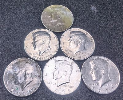 (6) Assorted Kennedy Half Dollars Condition PLEASE NOTE Some coins may have a grade on the 