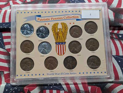 Patriotic Pennies Collection World War II Coin Series - 1943 P,D & S Lincoln Steel Cents, 9 