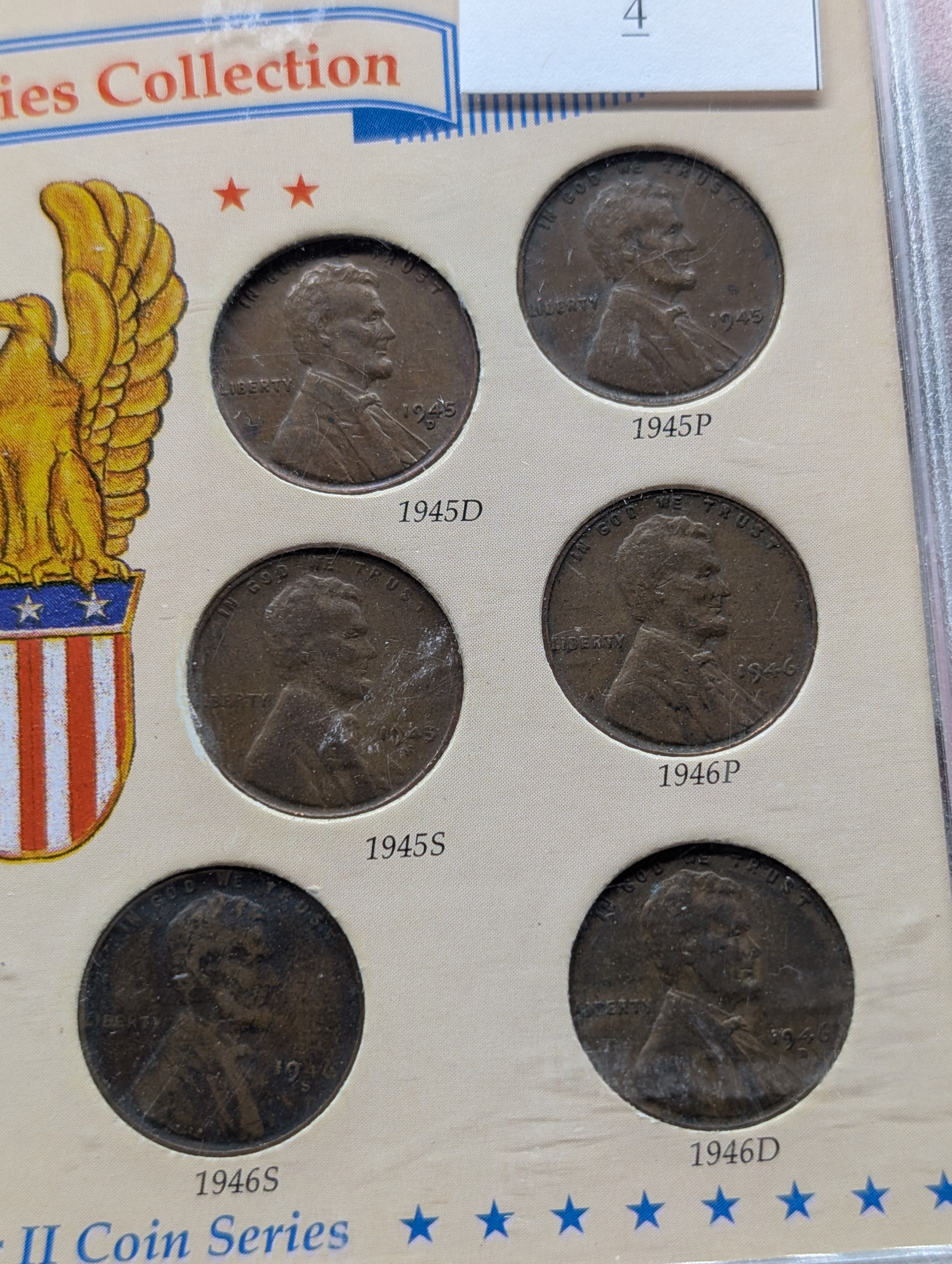 Patriotic Pennies Collection World War II Coin Series - 1943 P,D & S Lincoln Steel Cents, 9 Lincoln Wheat Cents