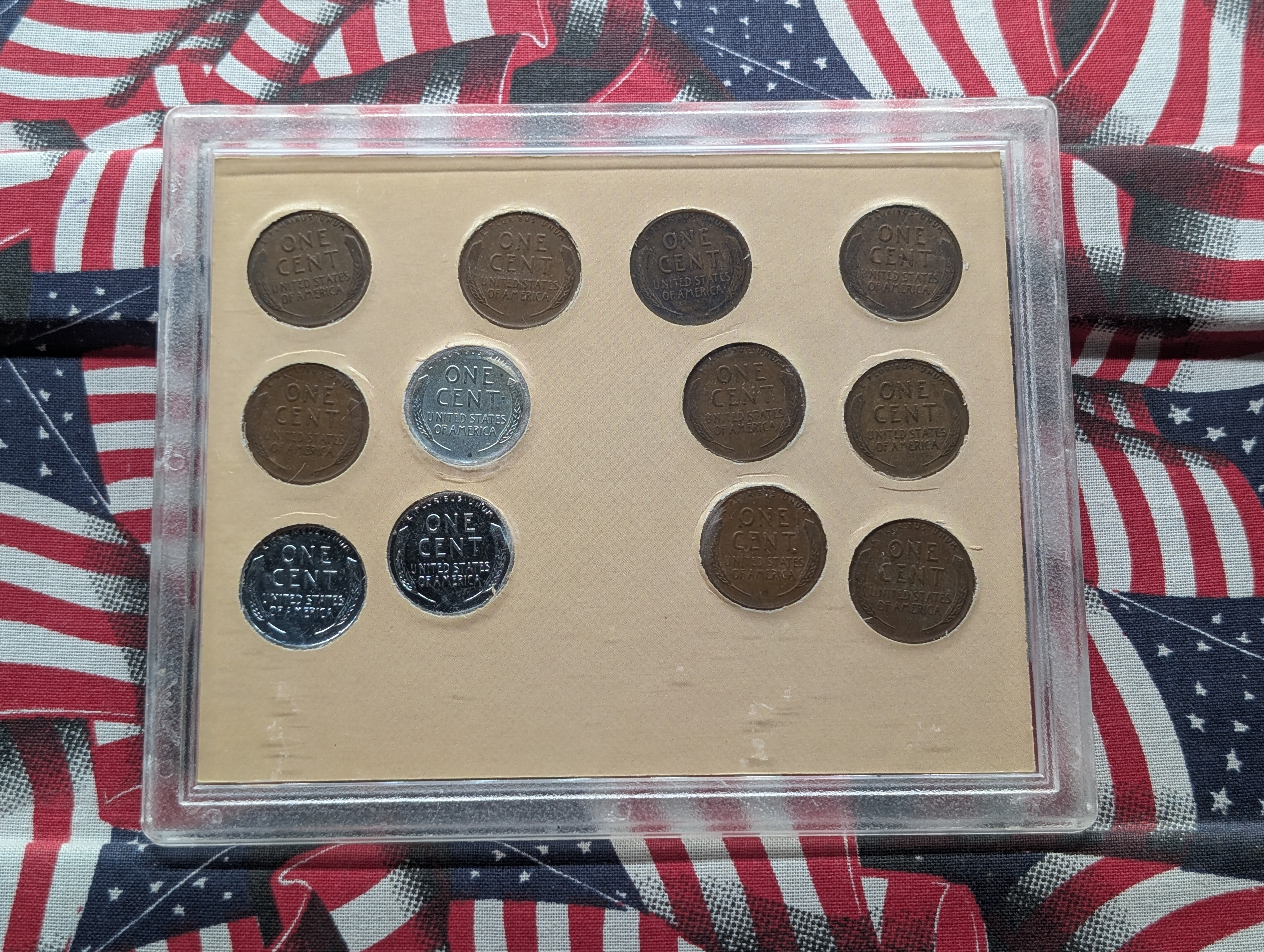 Patriotic Pennies Collection World War II Coin Series - 1943 P,D & S Lincoln Steel Cents, 9 Lincoln Wheat Cents