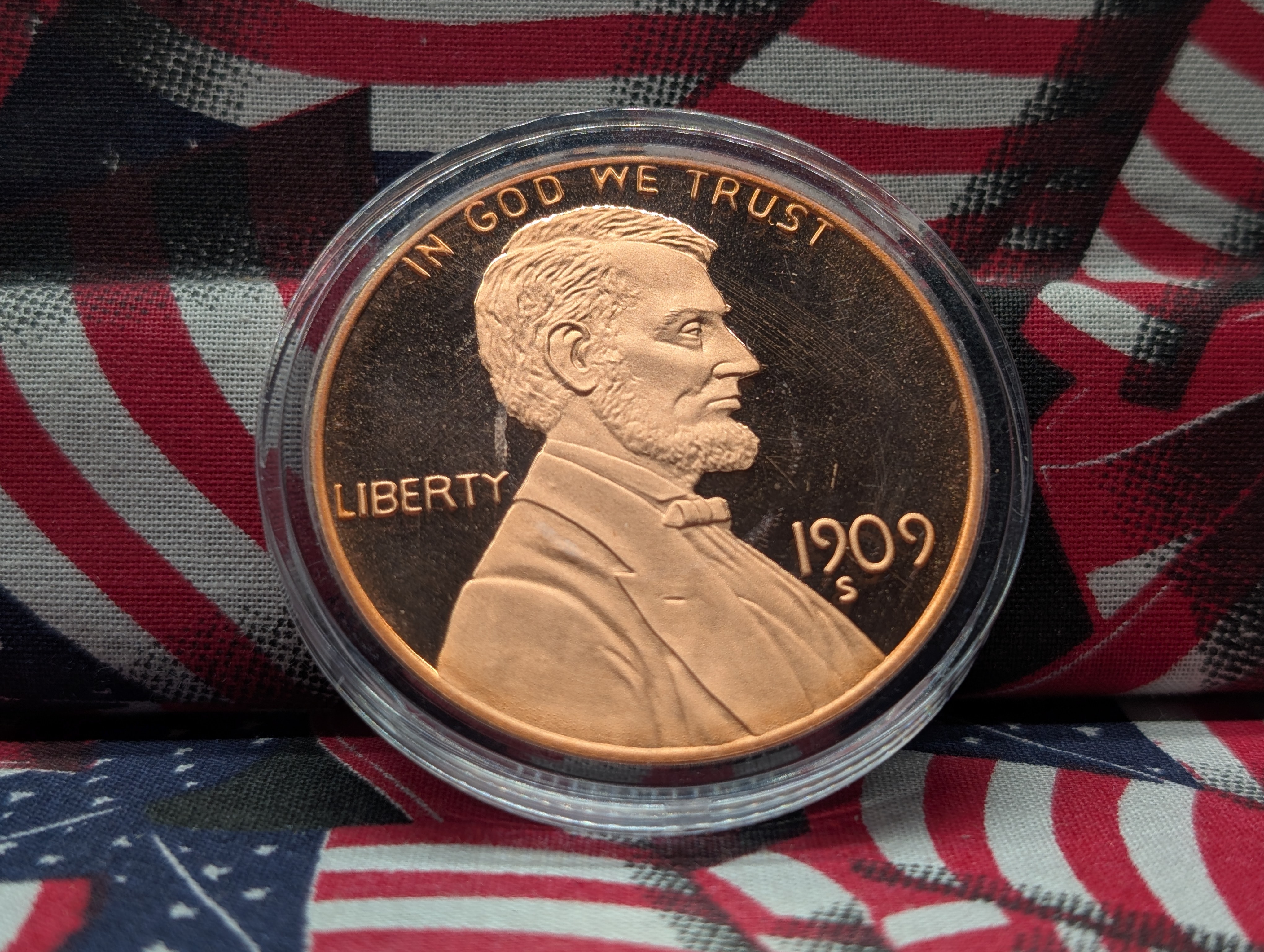 Oversized 1909-S VDB Proof Copper Replica Round W/ Box