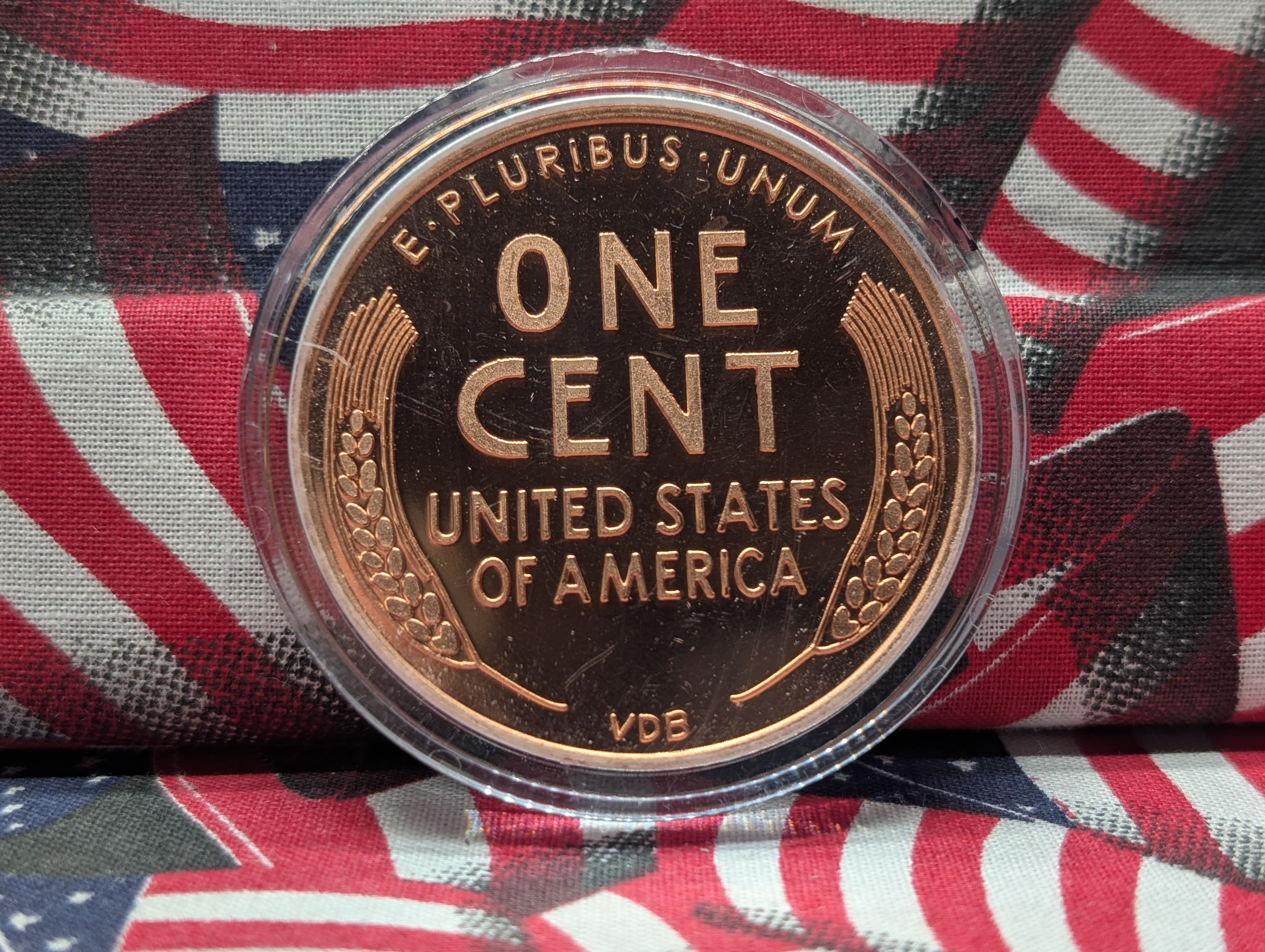 Oversized 1909-S VDB Proof Copper Replica Round W/ Box