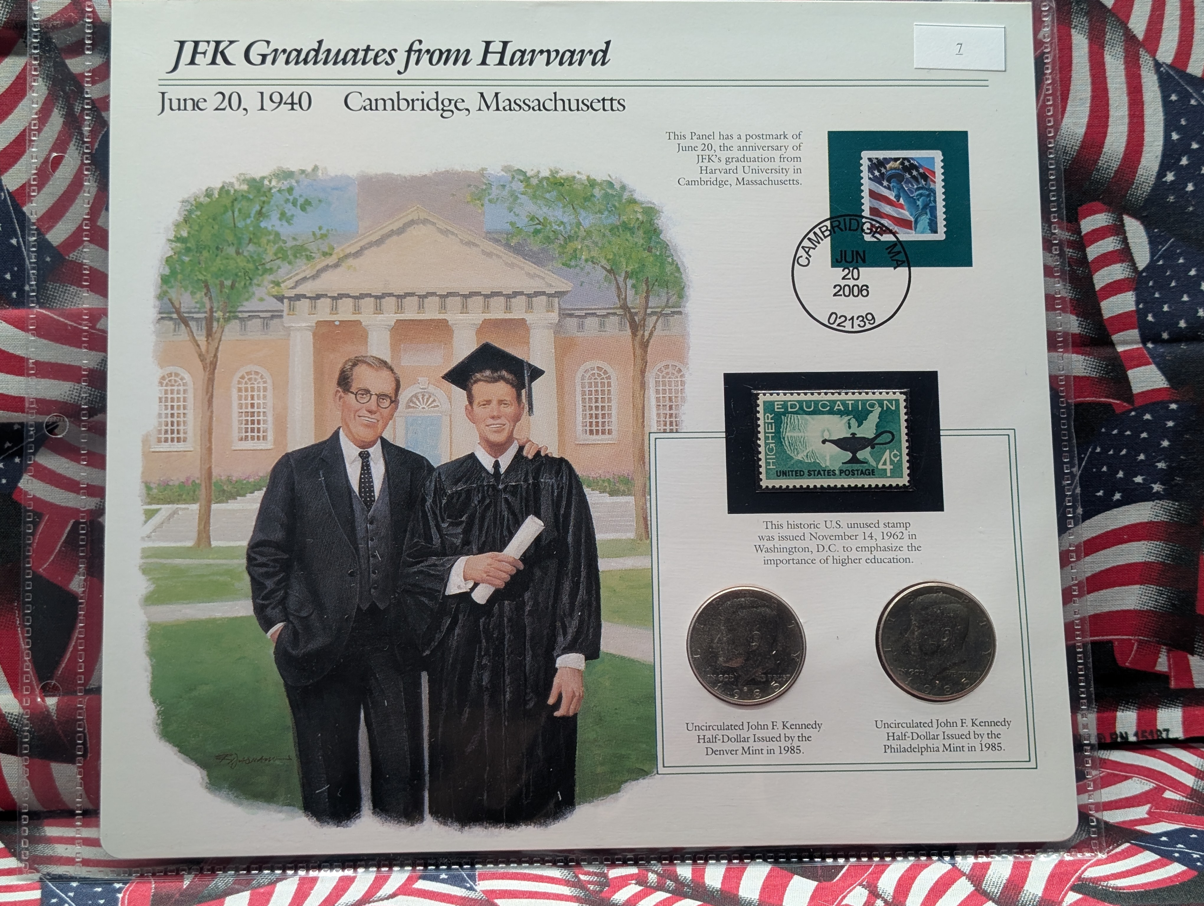 (1985 to 1990) 5pc P&D Lot Kennedy Half Dollars In Info Sheets, 10 Coins - No 1987 Sheet
