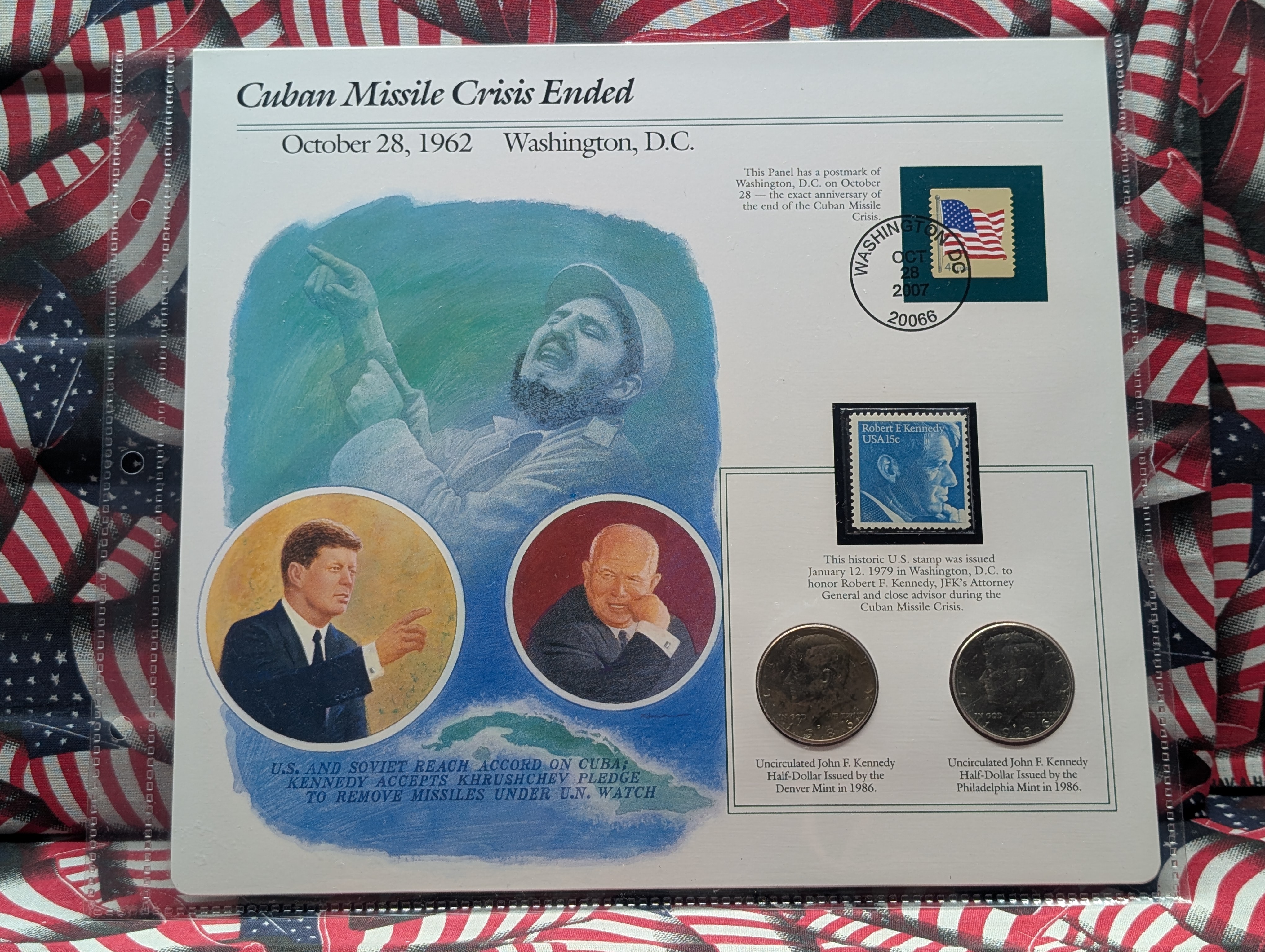(1985 to 1990) 5pc P&D Lot Kennedy Half Dollars In Info Sheets, 10 Coins - No 1987 Sheet