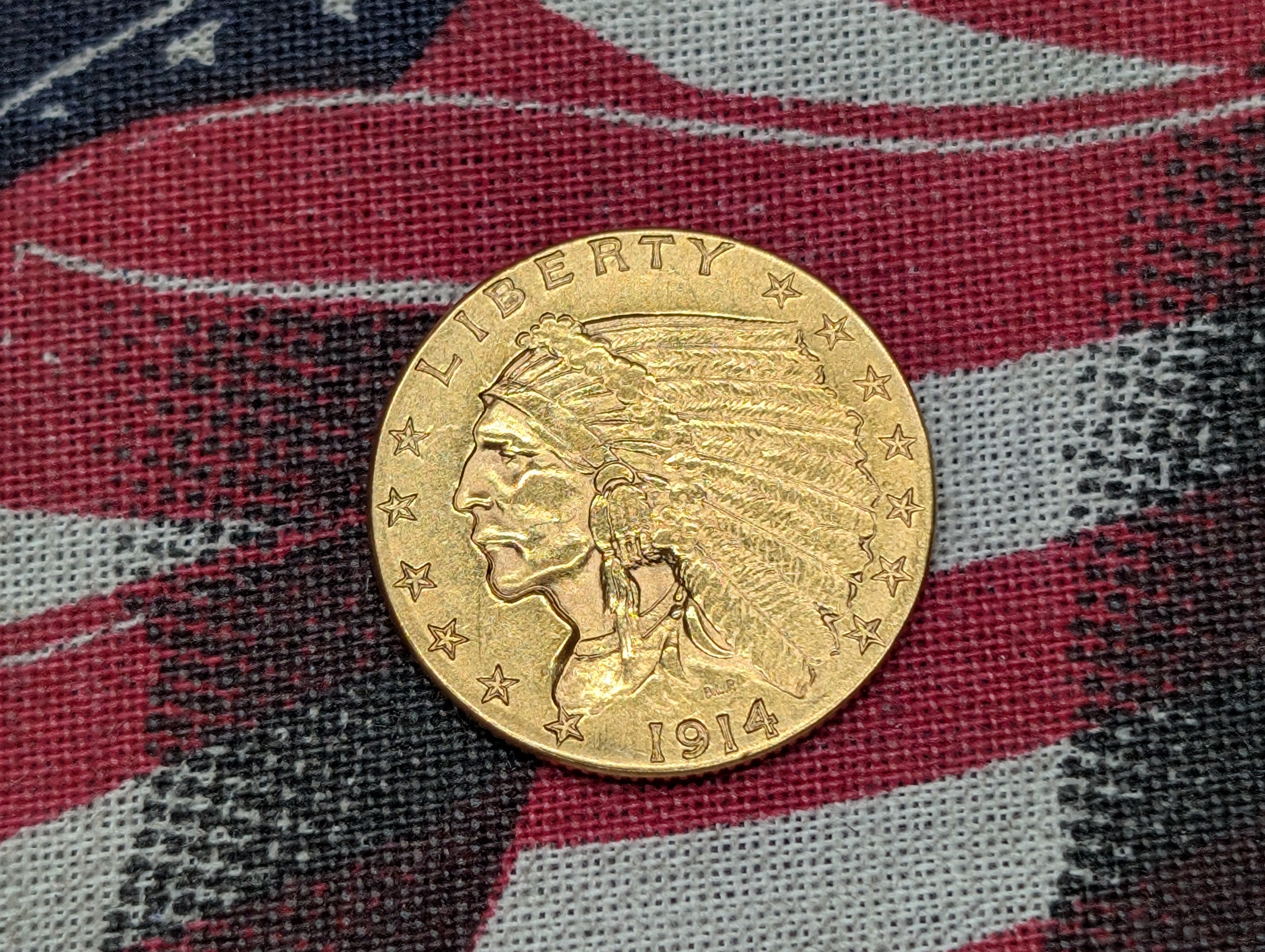 1914 Indian Head $2.50 Gold Quarter Eagle - Strong Details