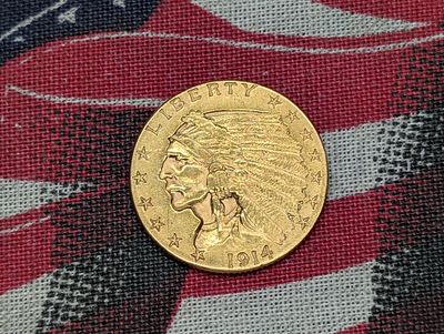 1914 Indian Head $2.50 Gold Quarter Eagle - Strong Details Condition PLEASE NOTE Some coins may 