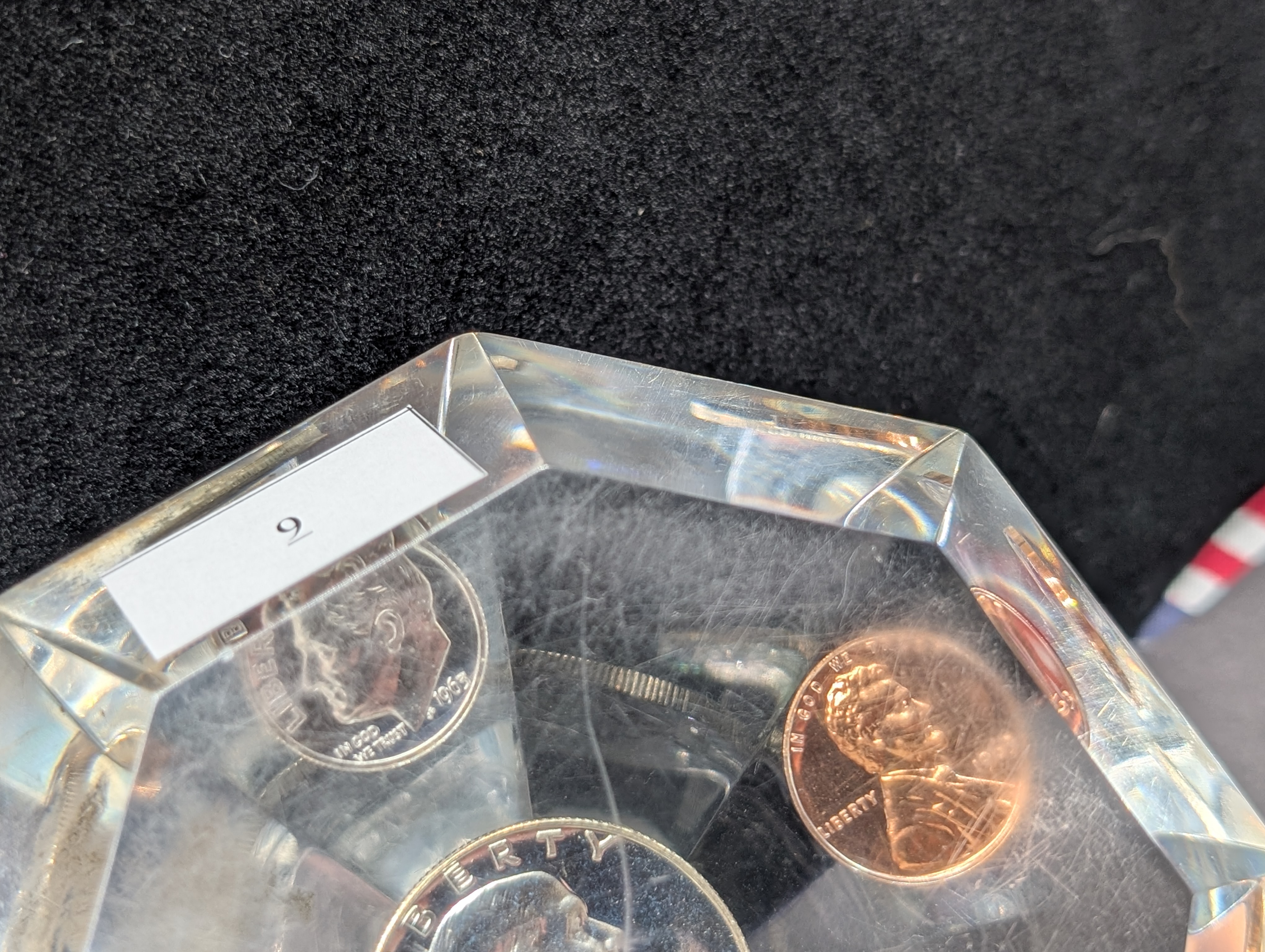 1963 Silver Proof Set Encased in Acrylic Diamond - Three 90% Silver Coins