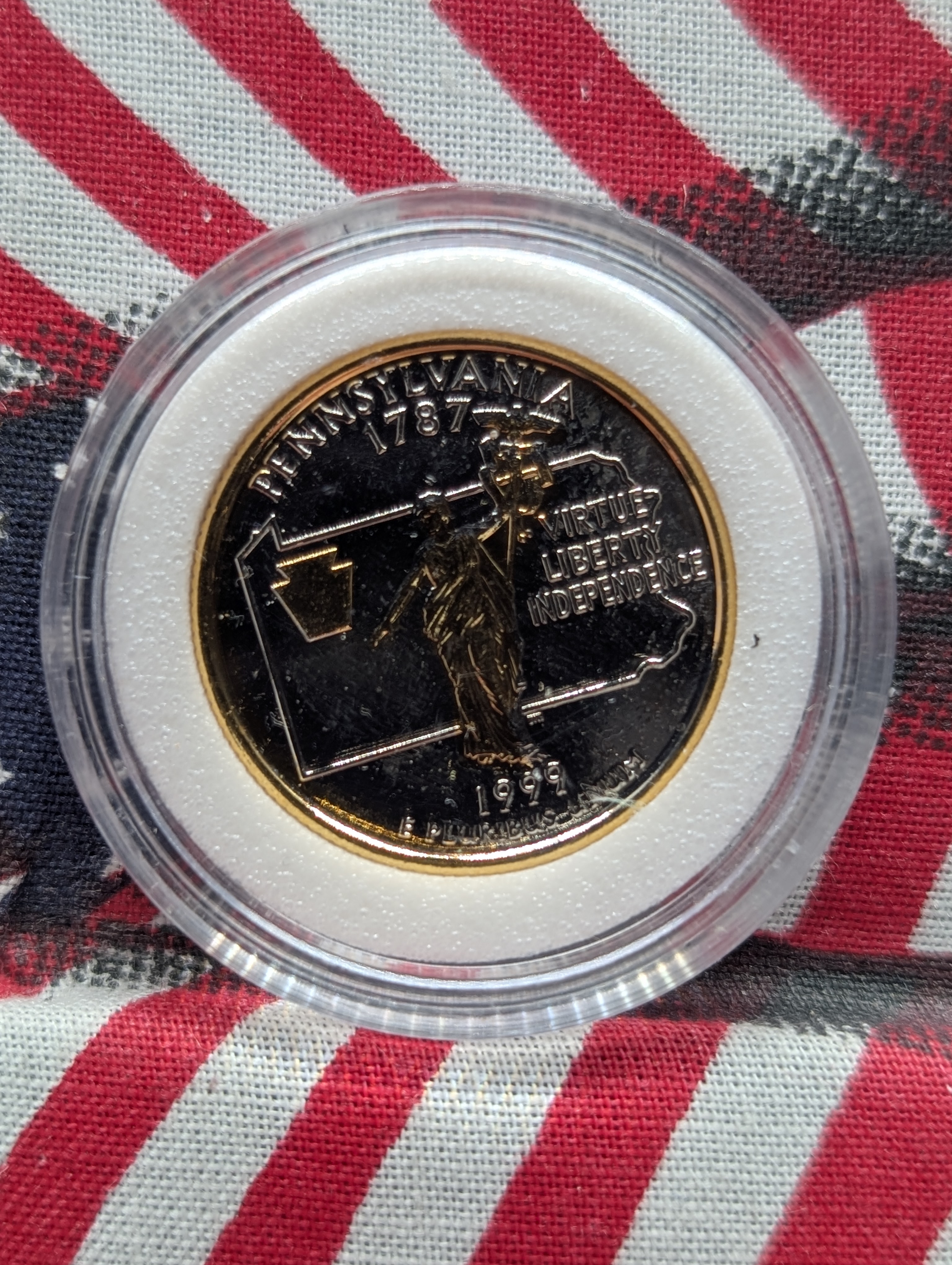 7 - 24kt Gold Plated, United States Statehood Quarters with Box and COA