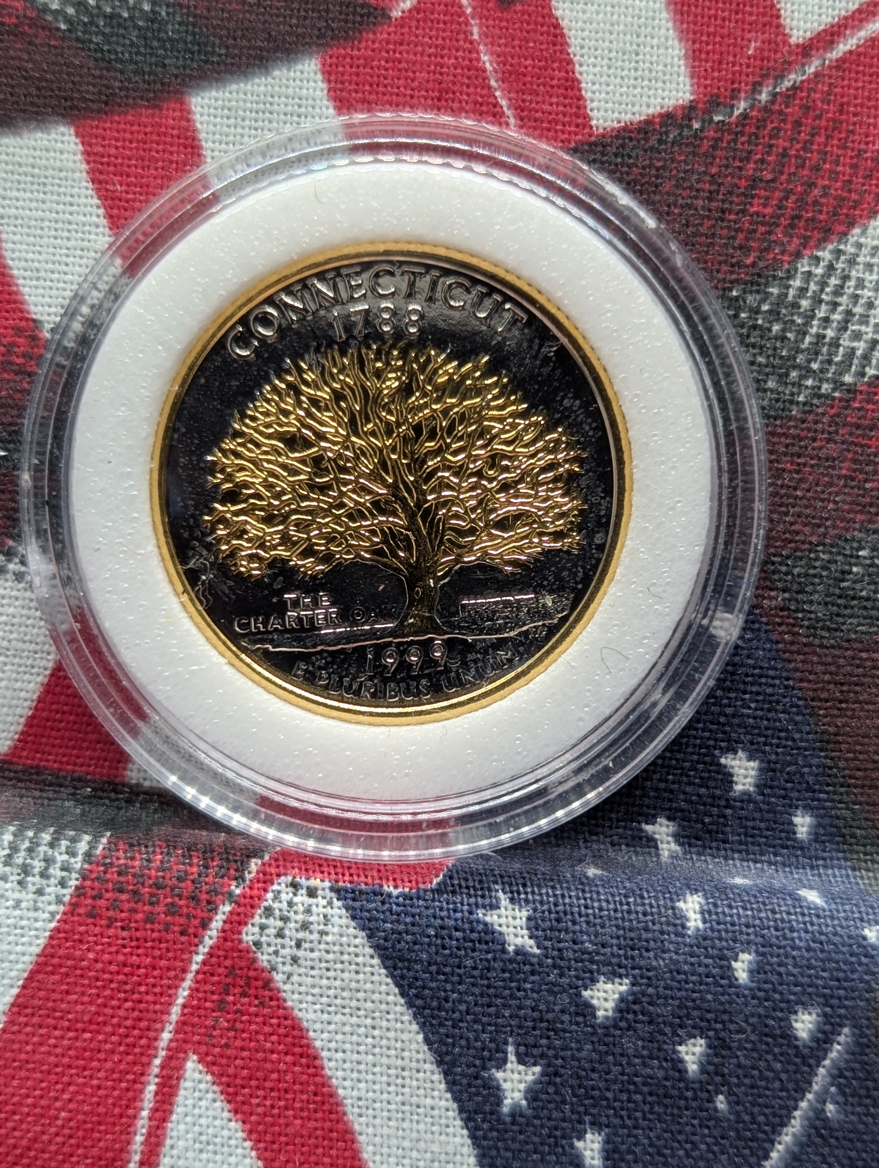 7 - 24kt Gold Plated, United States Statehood Quarters with Box and COA