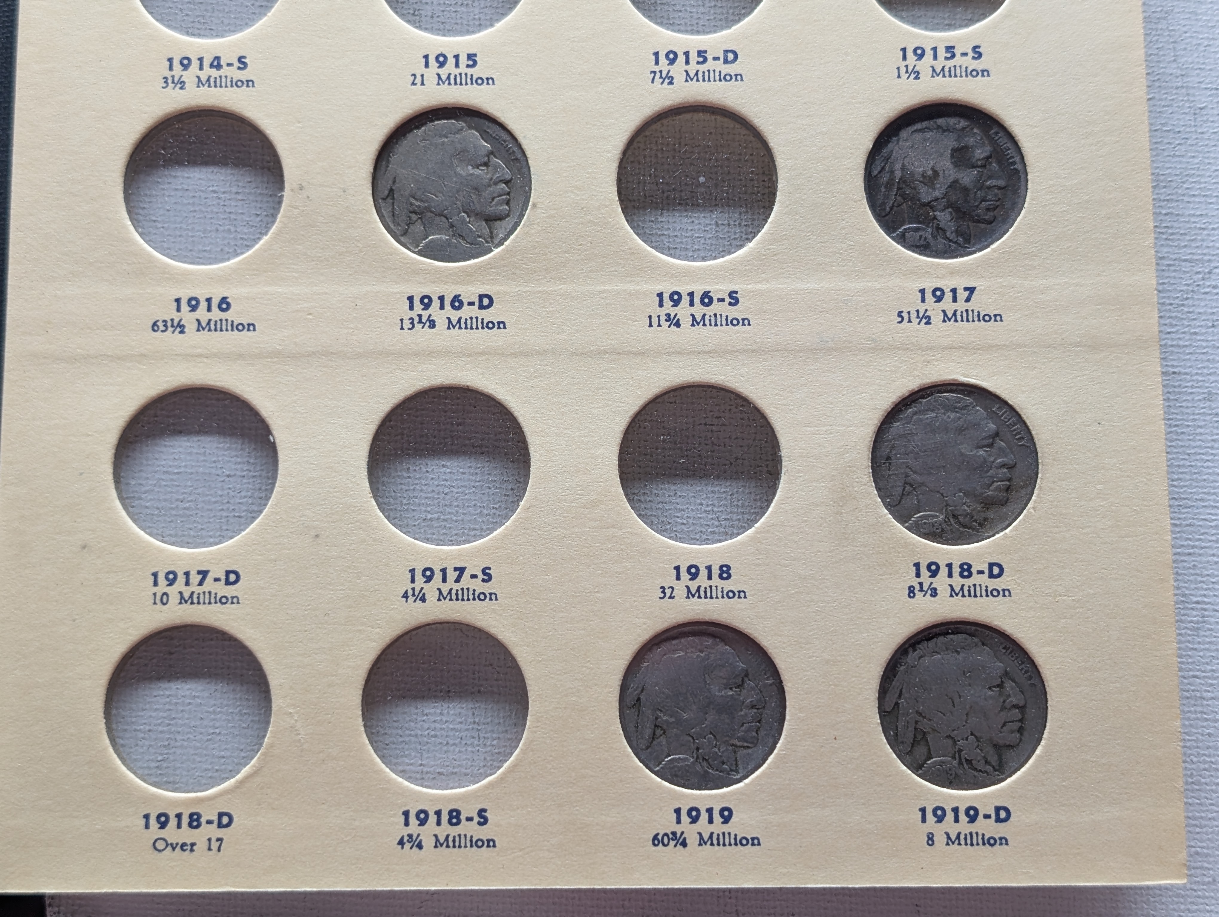 Partial Library of Coins Indian Head Buffalo Nickels Album for 1913-1938, with 37 Coins