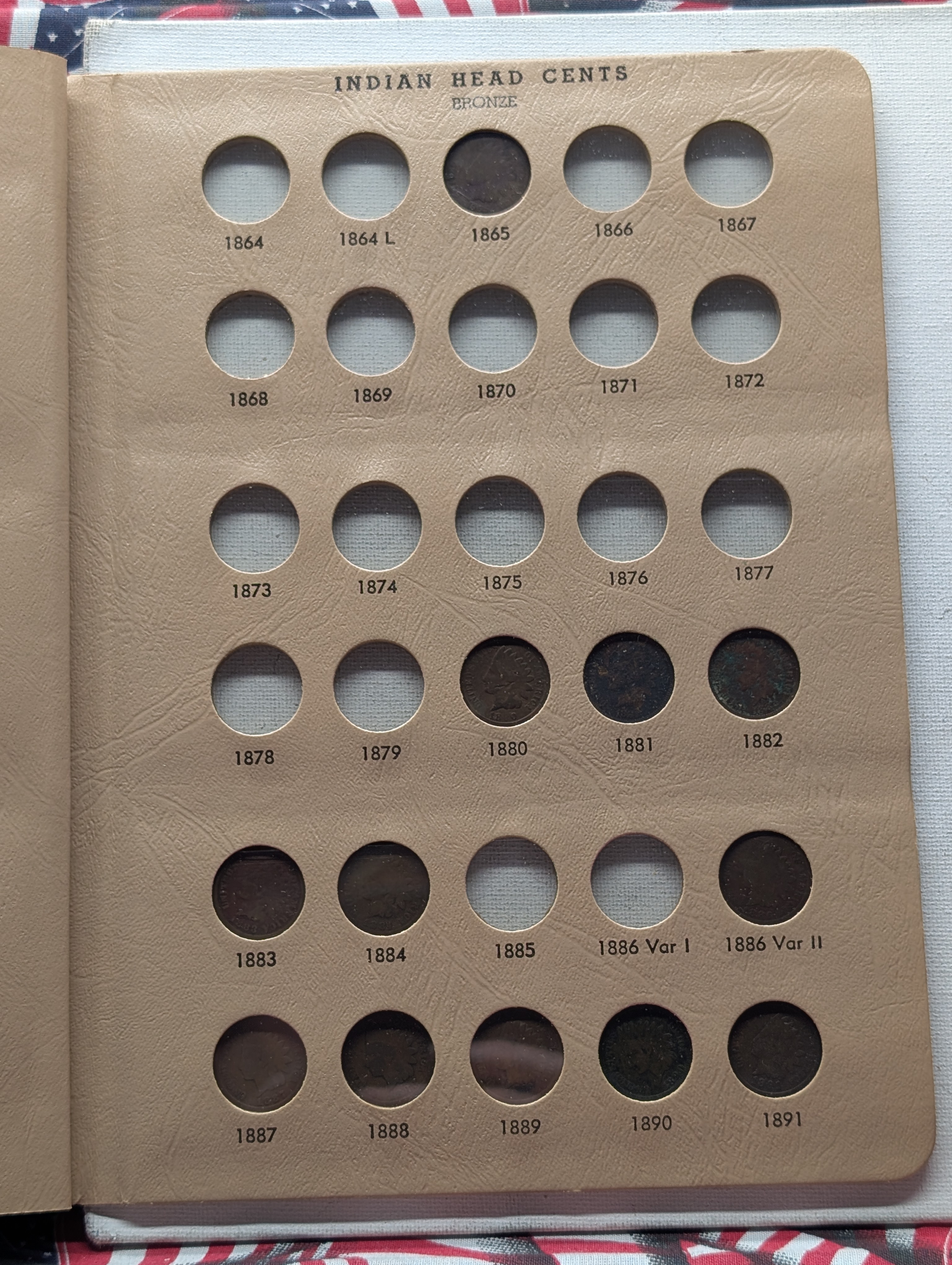 Partial Dansco Indian Head Cent Book, 32 Coins