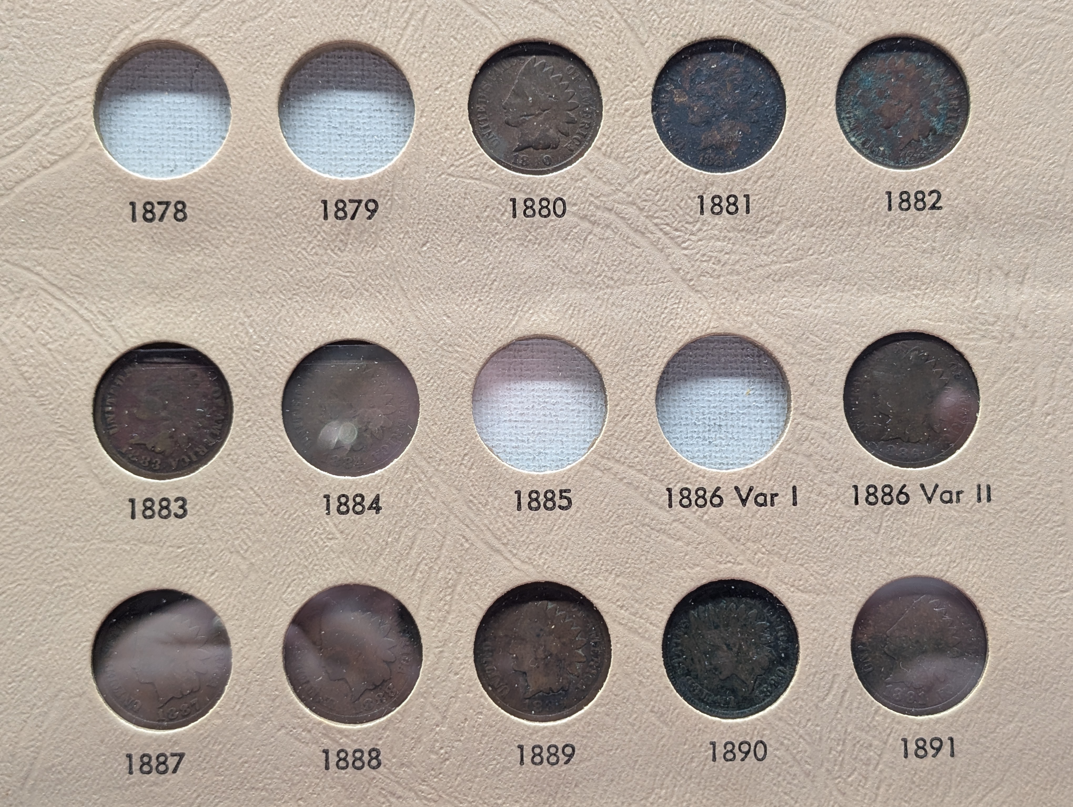 Partial Dansco Indian Head Cent Book, 32 Coins