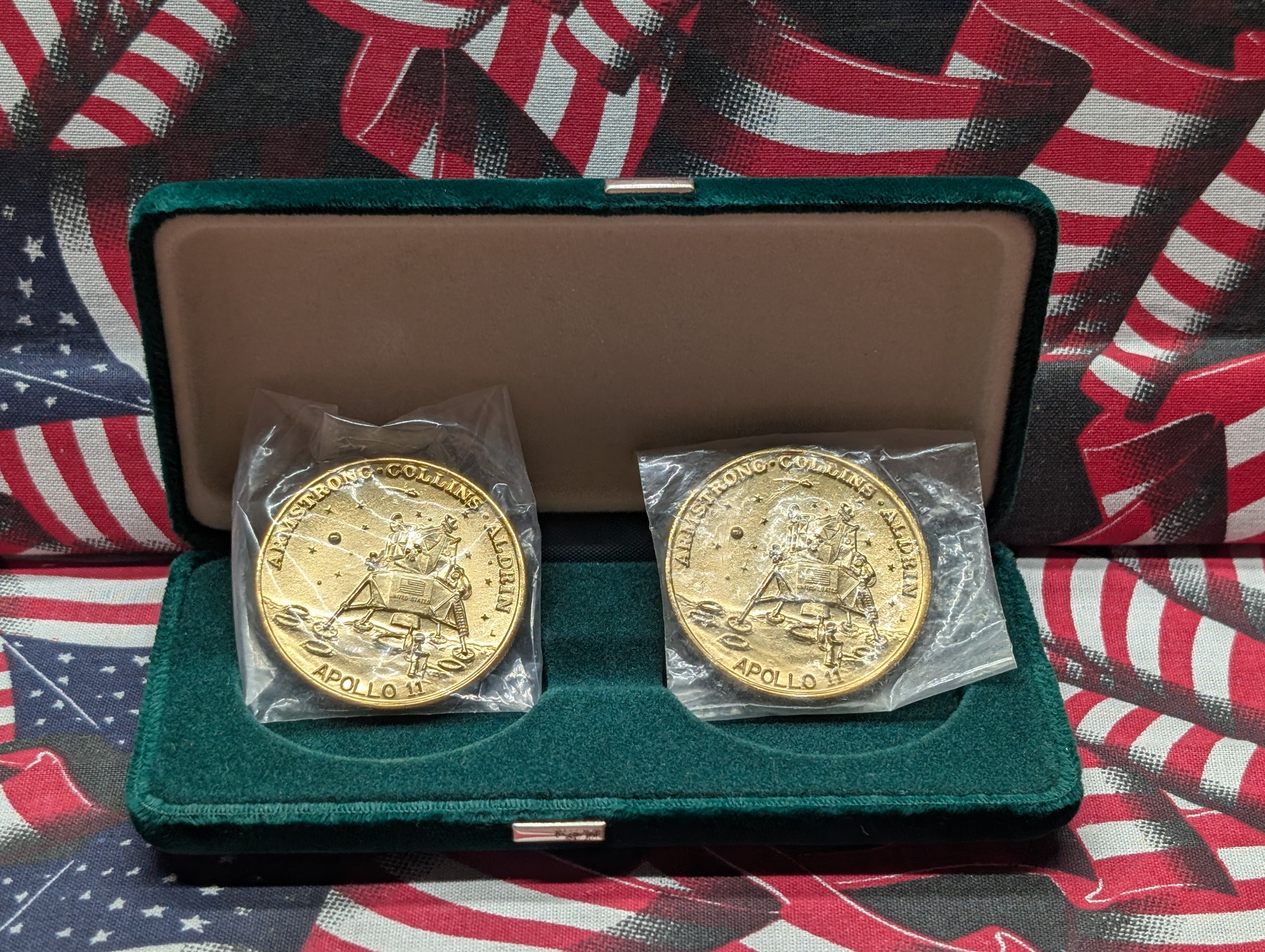 2 Medal Set Armstrong Collins Aldrin Apollo 11
