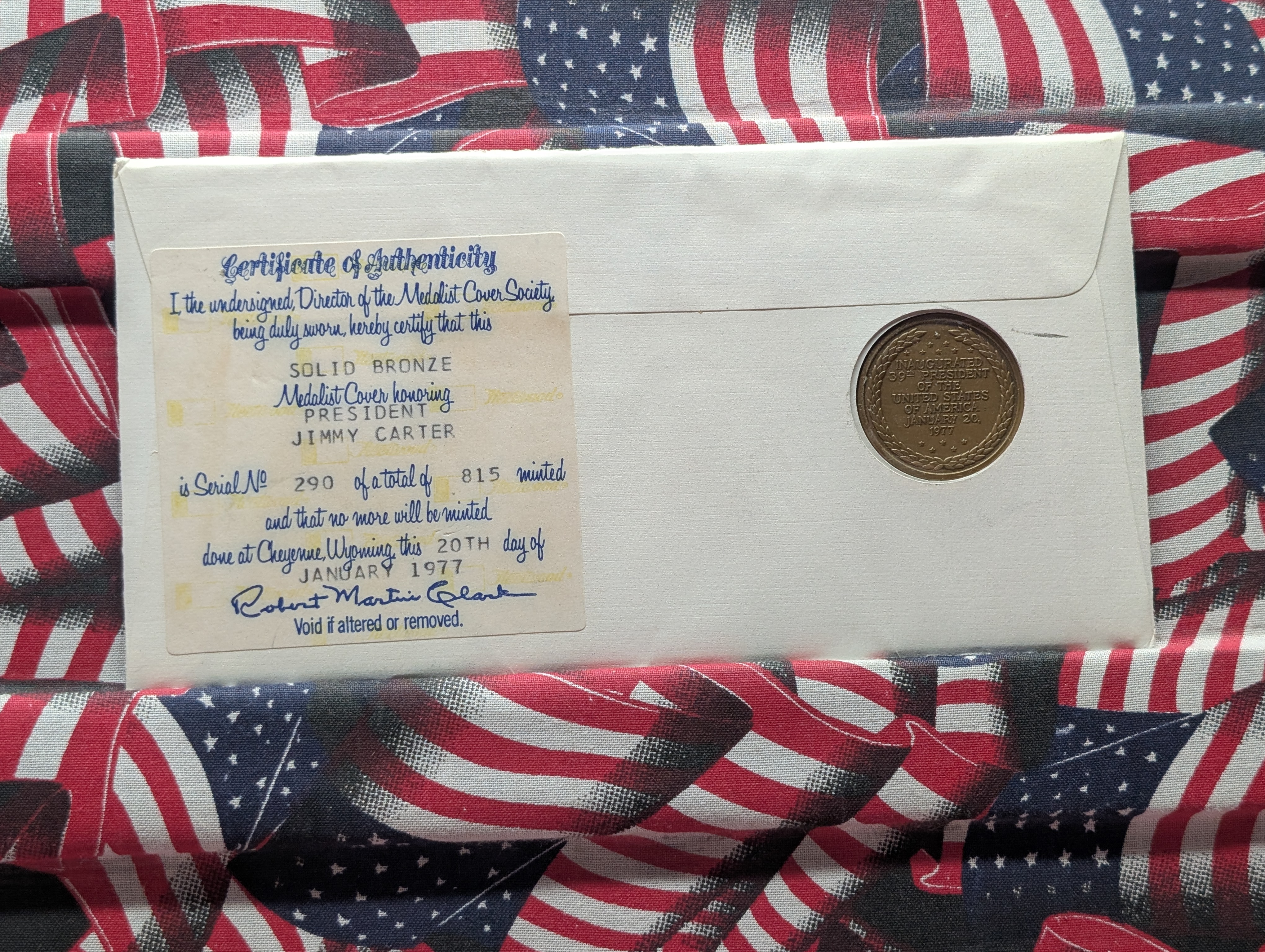 1977 Jimmy Carter Inauguration Medal in Sealed Envelope