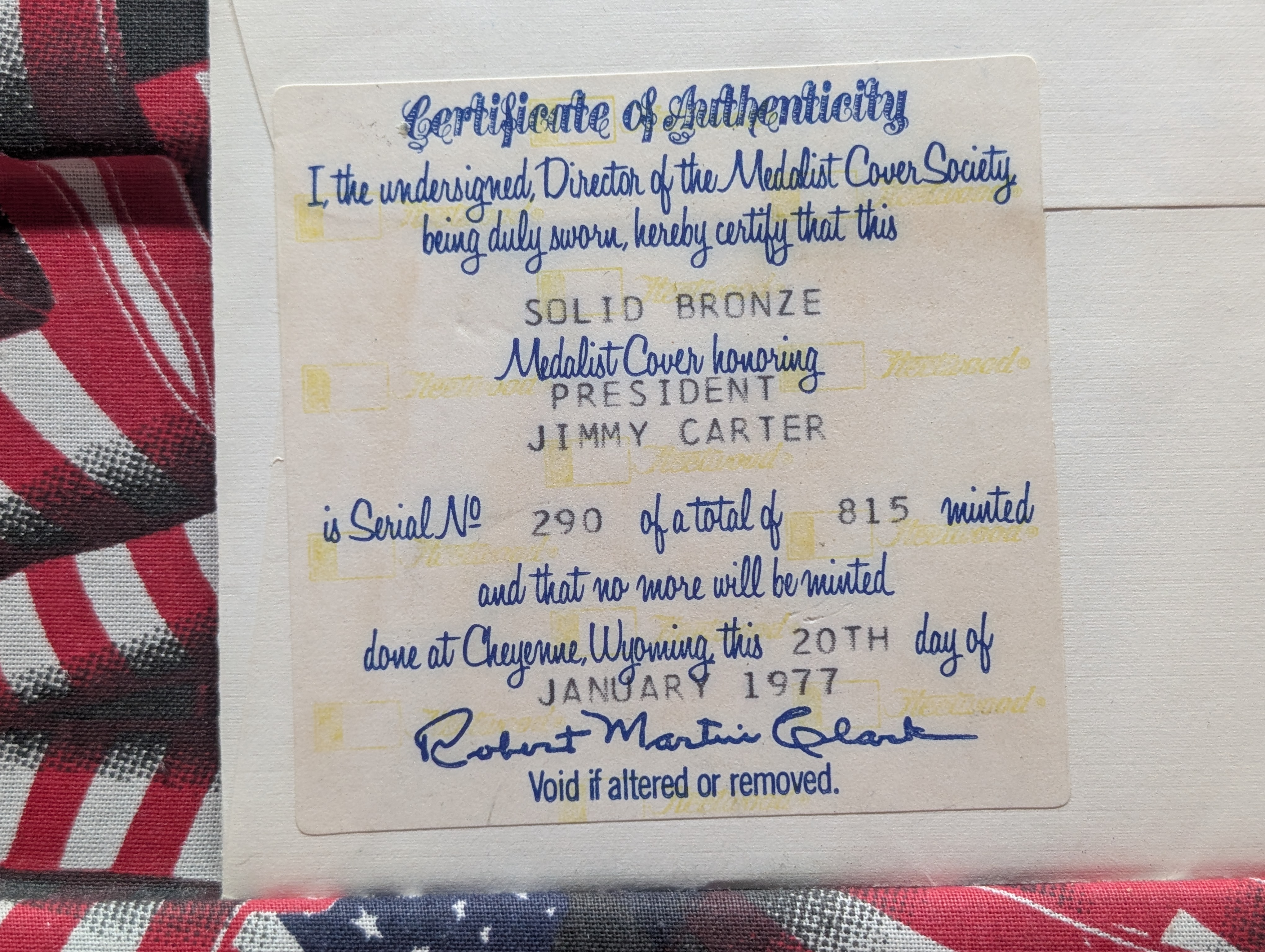 1977 Jimmy Carter Inauguration Medal in Sealed Envelope