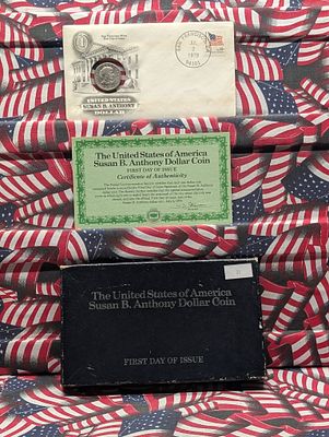 1979-S Susan B. Anthony Dollar in Sealed Envelope w/Box & COA. 1979-S Susan B. Anthony Dollar in 
