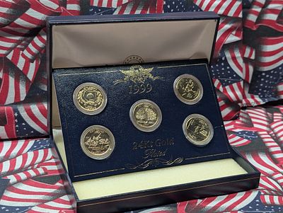 1999 24kt Gold Plated State Quarter Set Condition PLEASE NOTE Some coins may have a grade on 