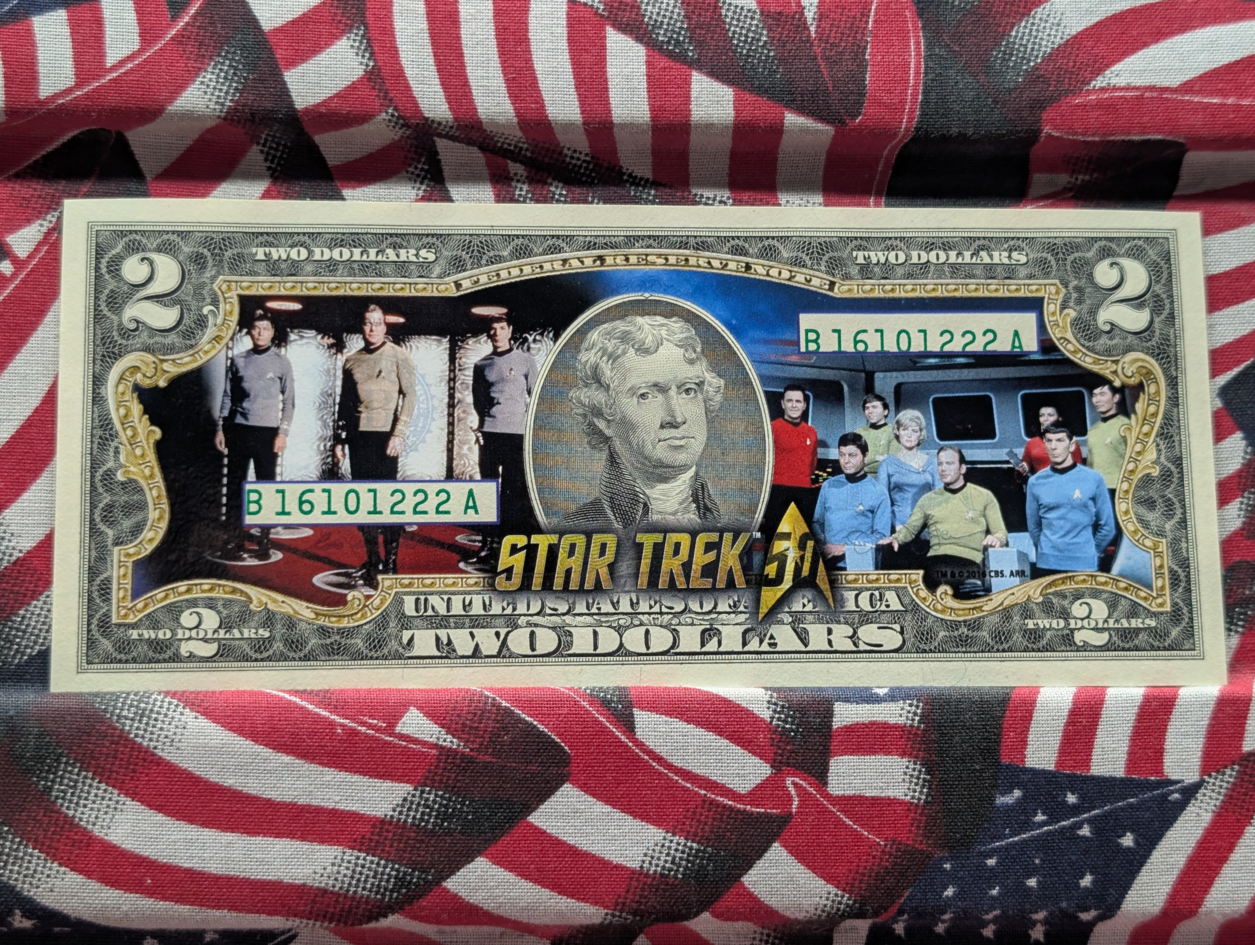 Star Trek 50th Anniversary 1966-2016 Colorized $2 Bill