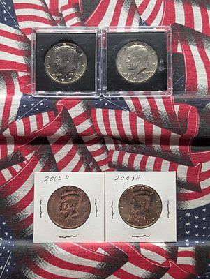 (4) Kennedy Half Dollars - (2) 1971-D, 2005-D, 2008-P Condition PLEASE NOTE Some coins may 